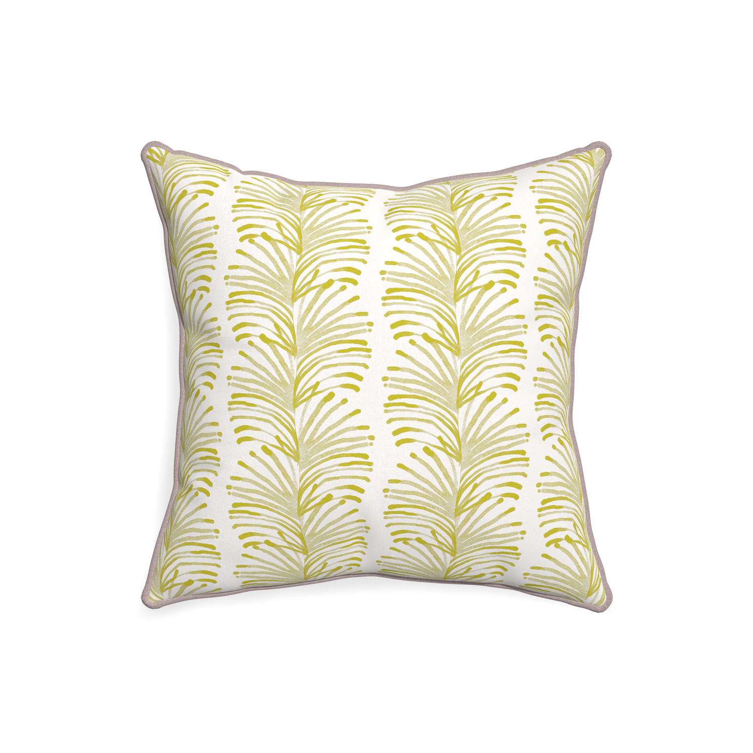20-square emma chartreuse custom yellow stripe chartreusepillow with orchid piping on white background