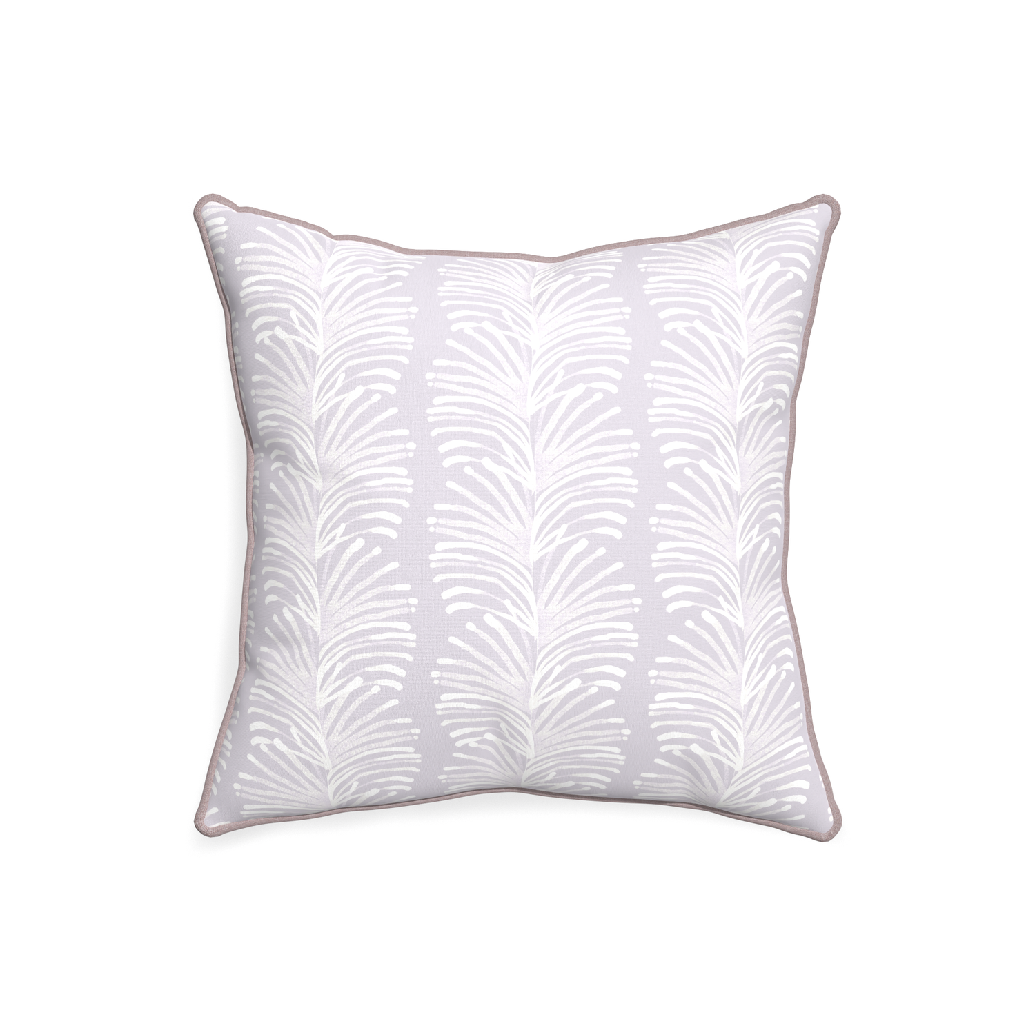 20-square emma lavender custom lavender botanical stripepillow with orchid piping on white background