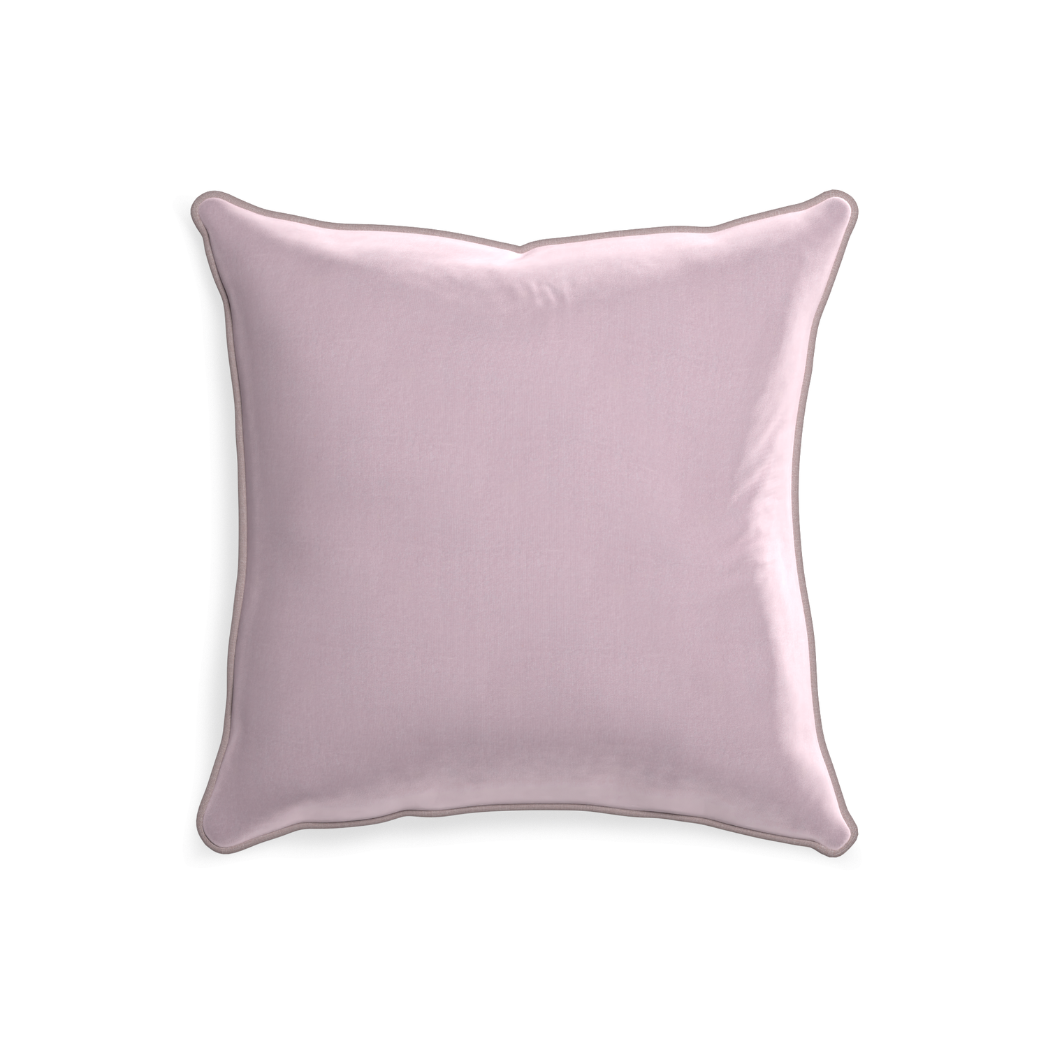 20-square lilac velvet custom lilacpillow with orchid piping on white background