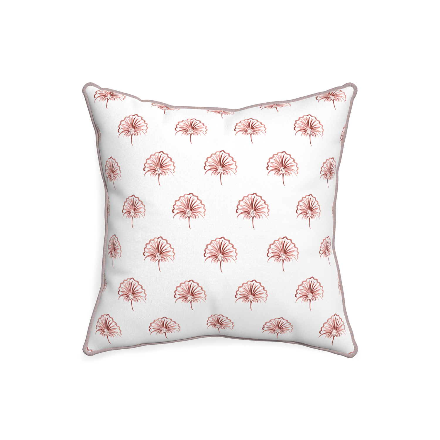 20-square penelope rose custom floral pinkpillow with orchid piping on white background