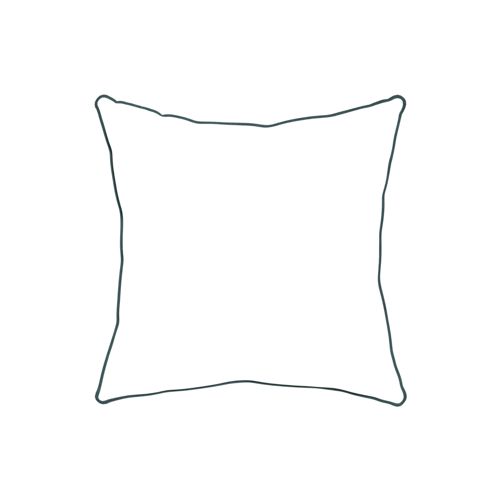 20-square ruby moss custom pillow with p piping on white background