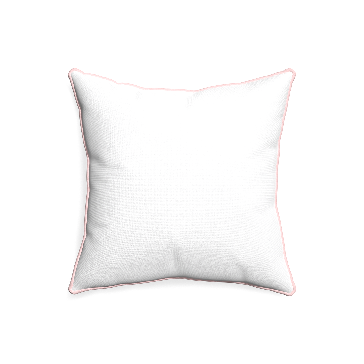 20-square snow custom white cottonpillow with petal piping on white background
