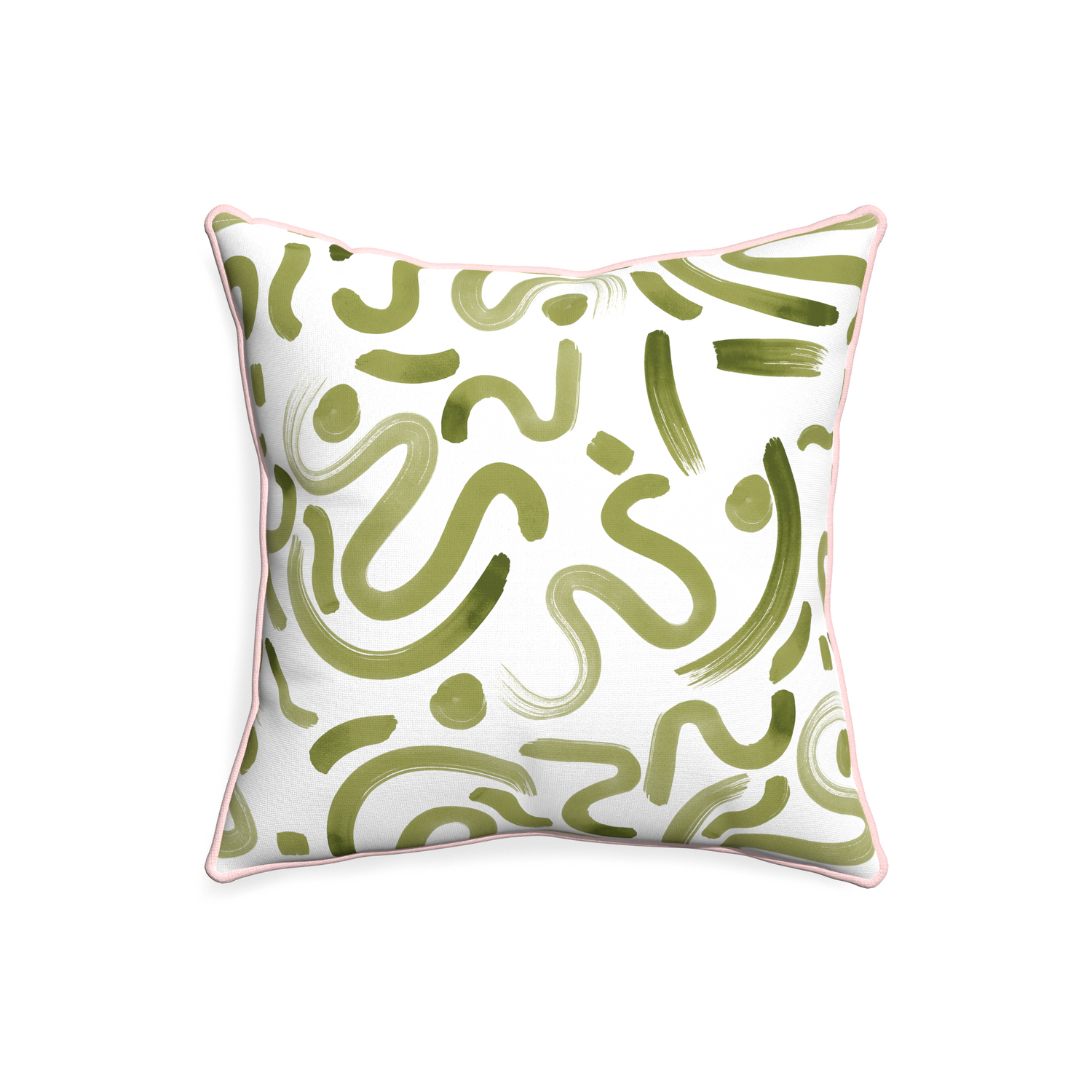 20-square hockney moss custom moss greenpillow with petal piping on white background