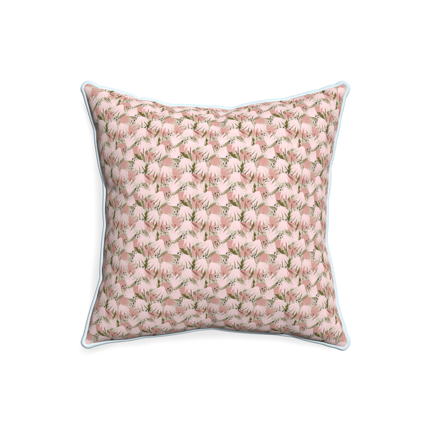 20-square eden pink custom pink floralpillow with powder piping on white background