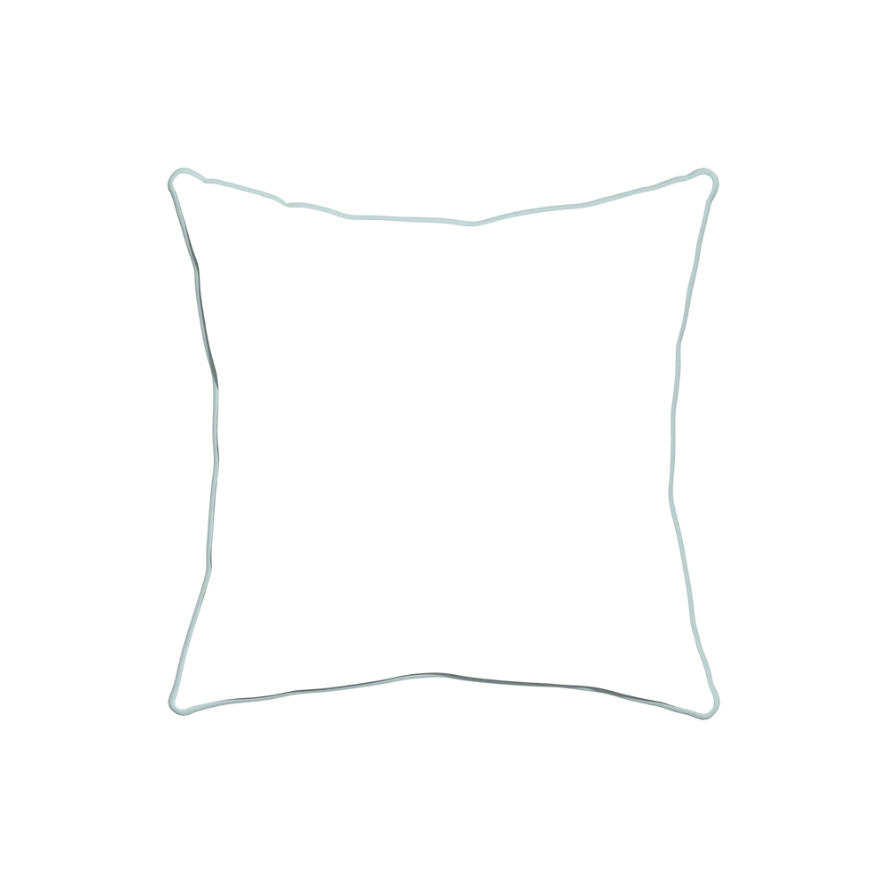 20-square ruby moss custom pillow with powder piping on white background