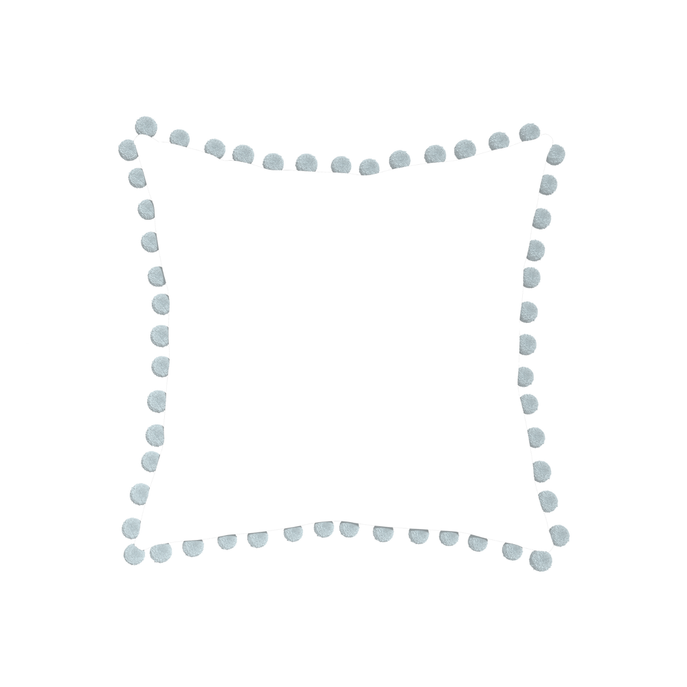 20-square ruby moss custom pillow with powder pom pom on white background