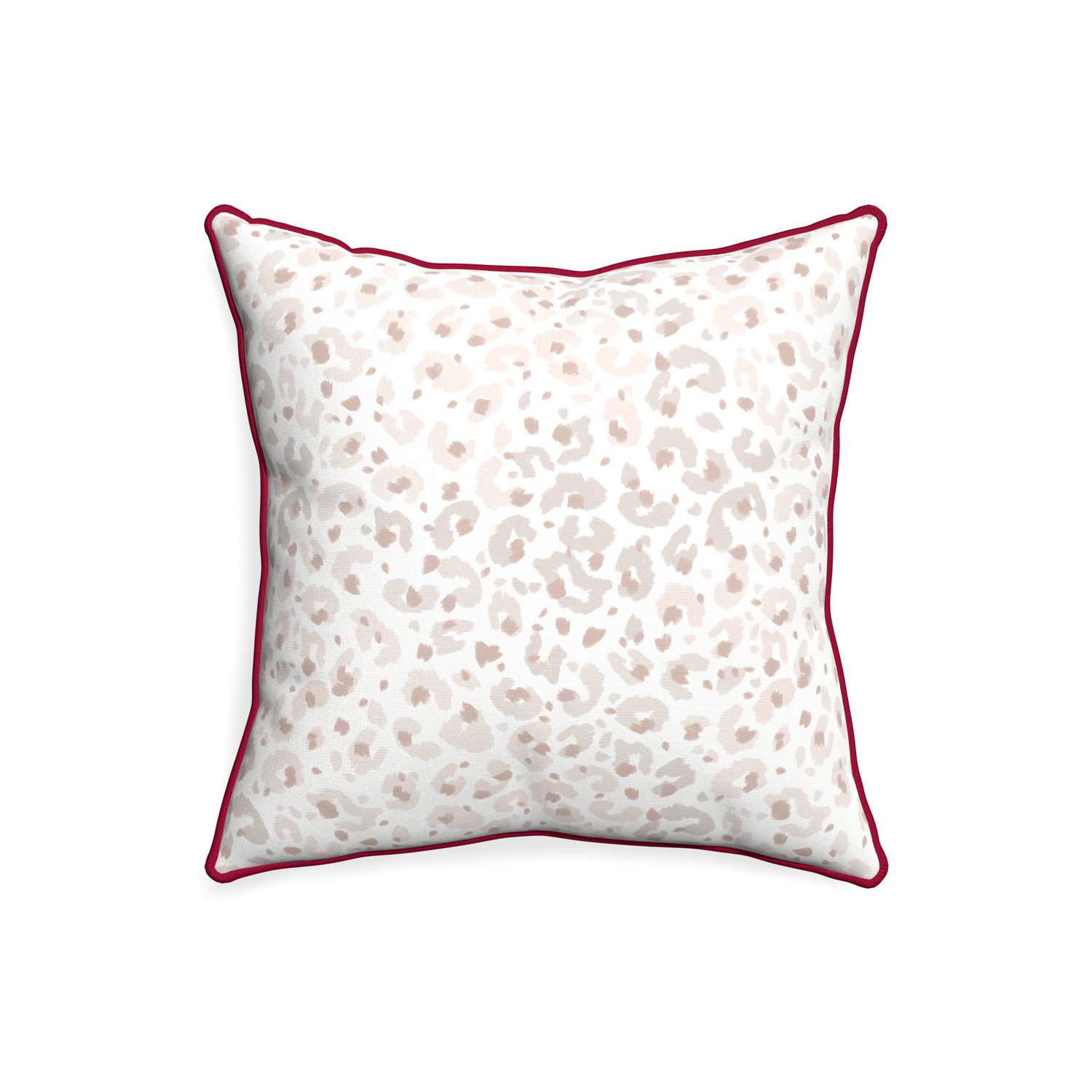 20-square rosie custom beige animal printpillow with raspberry piping on white background