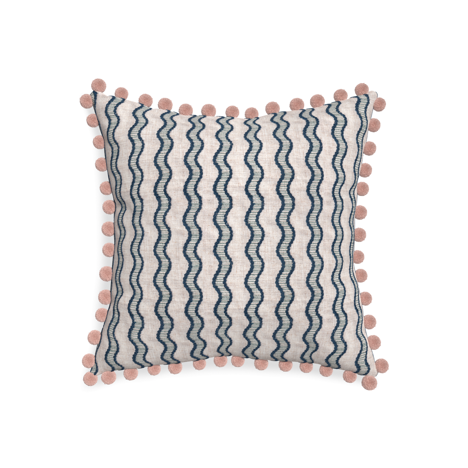 20-square beatrice custom embroidered wavepillow with rose pom pom on white background