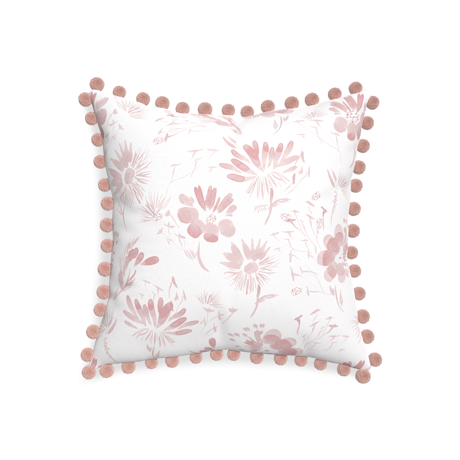 20-square blake custom pink floralpillow with rose pom pom on white background