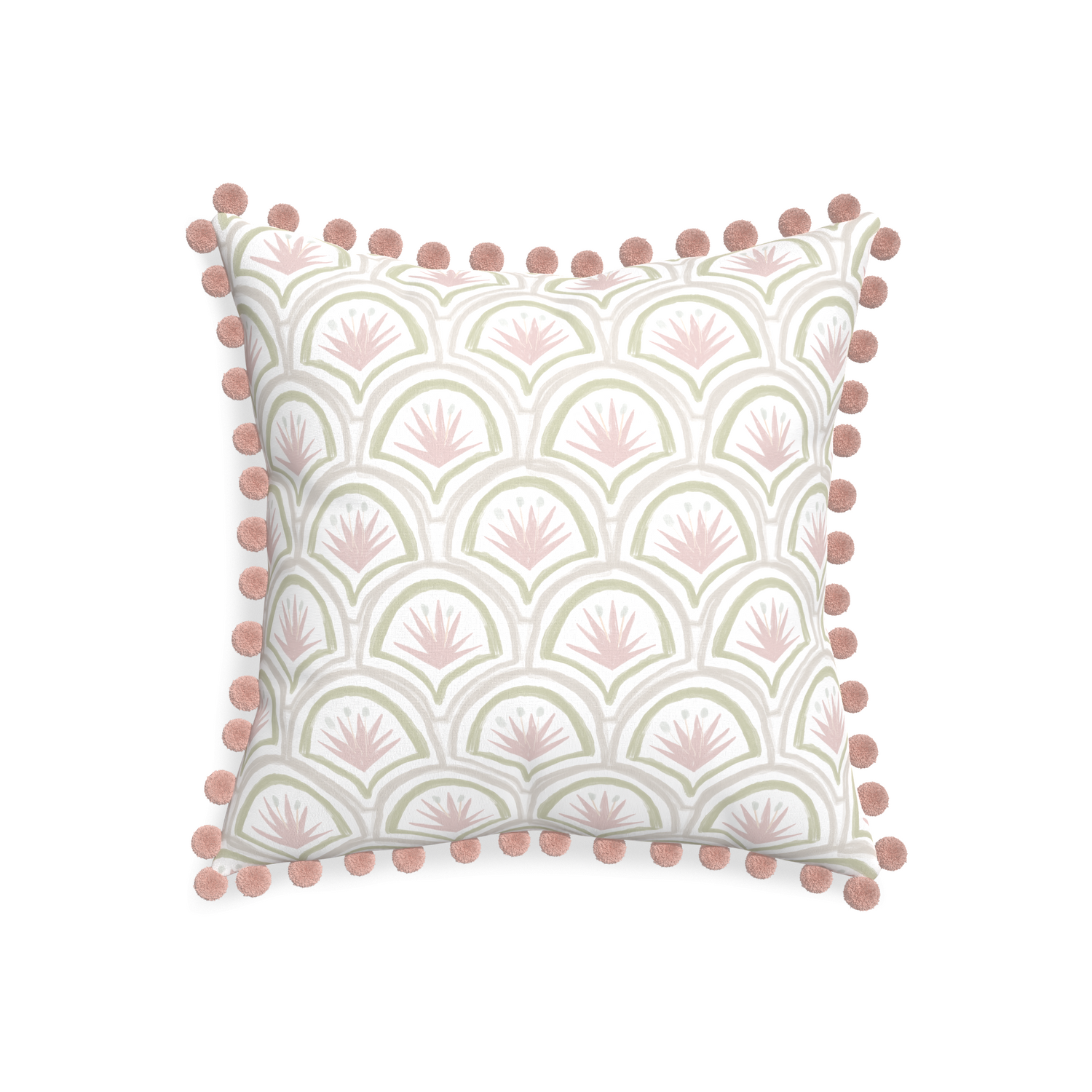 20-square thatcher rose custom pink & green palmpillow with rose pom pom on white background