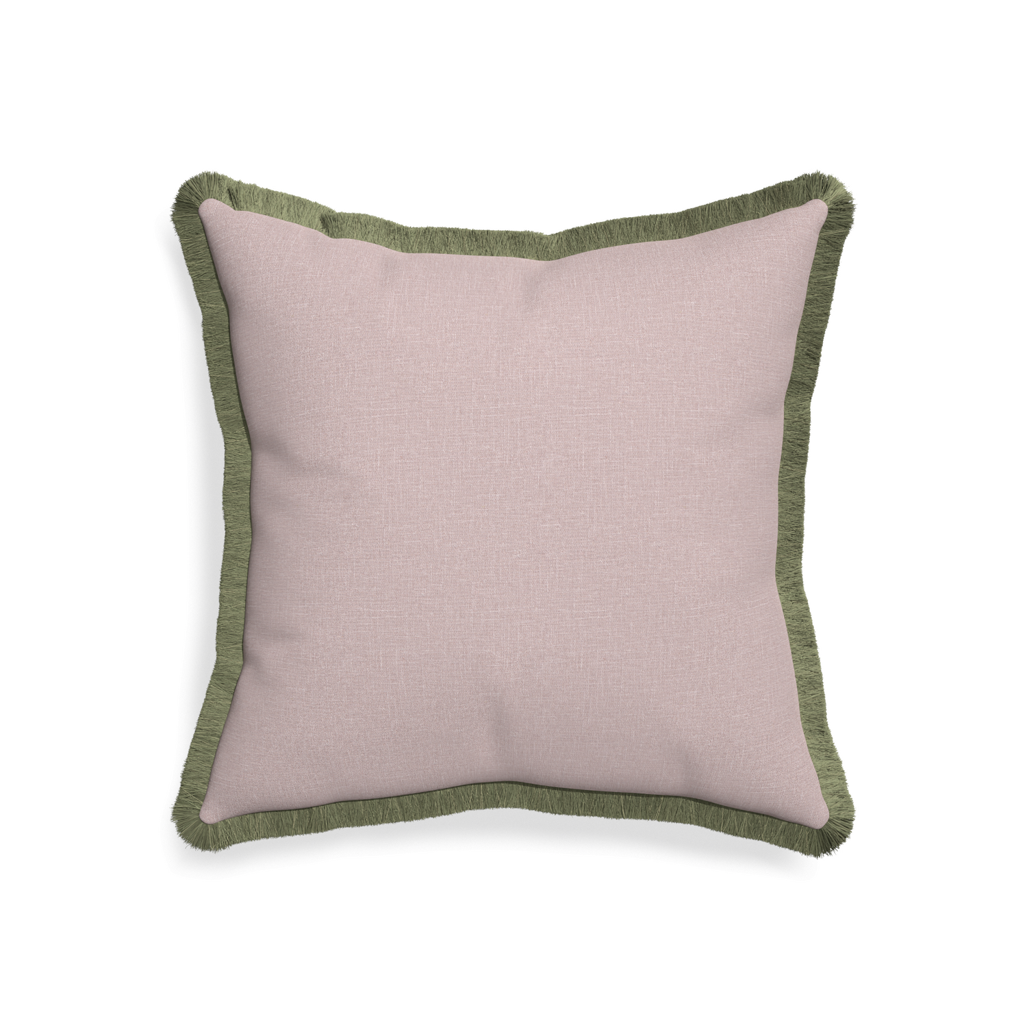 20-square orchid custom mauve pinkpillow with sage fringe on white background