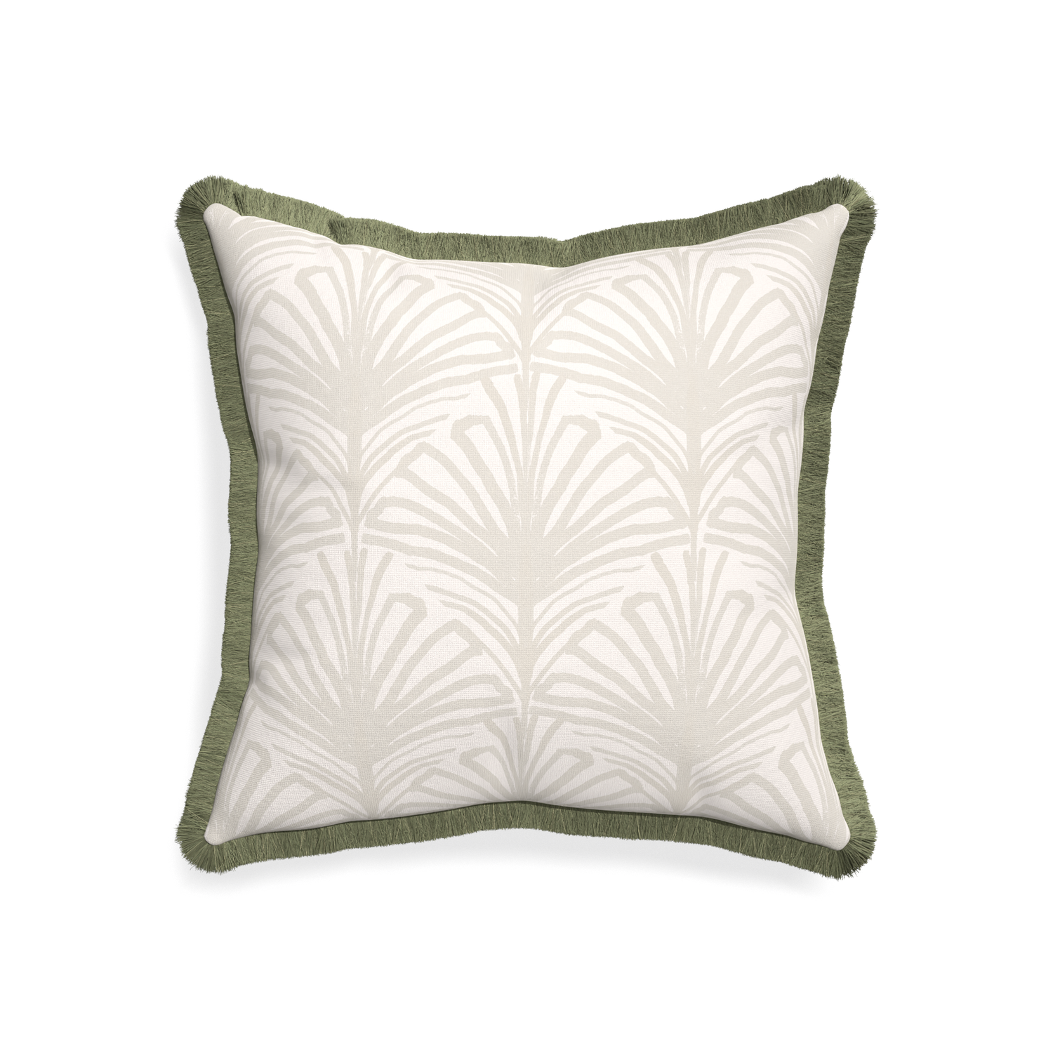 20-square suzy sand custom beige palmpillow with sage fringe on white background