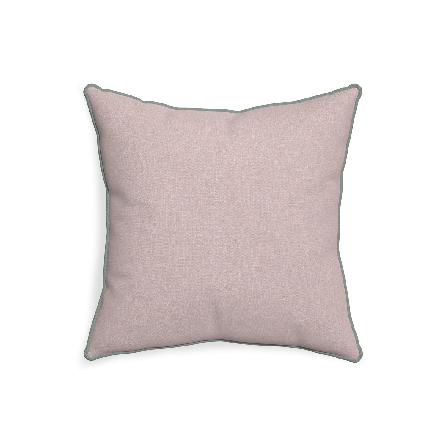 20-square orchid custom mauve pinkpillow with sage piping on white background