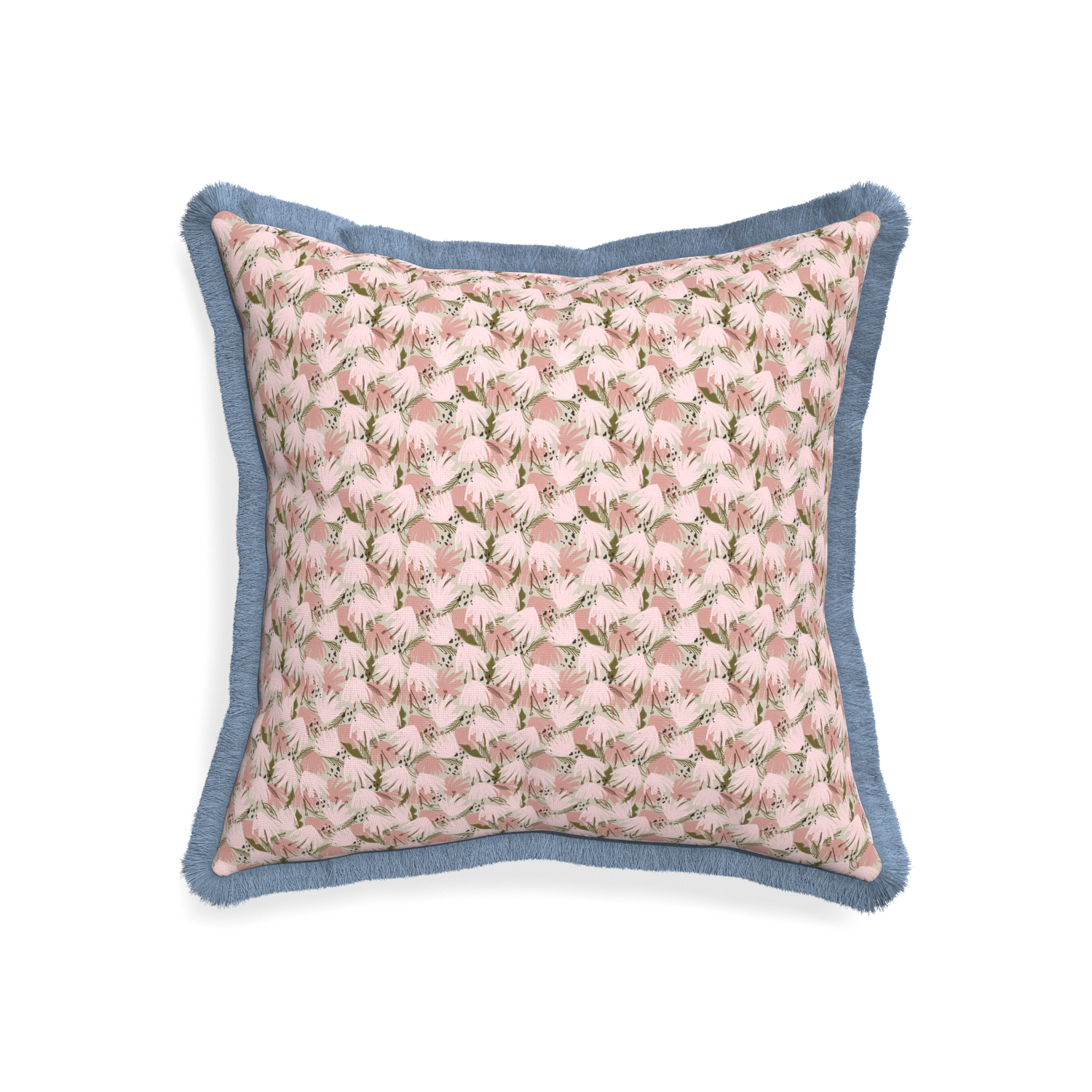 20-square eden pink custom pink floralpillow with sky fringe on white background