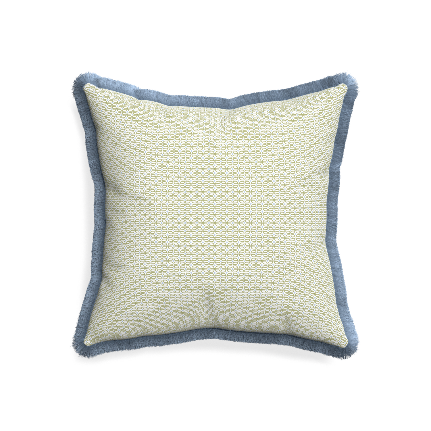 20-square loomi moss custom moss green geometricpillow with sky fringe on white background