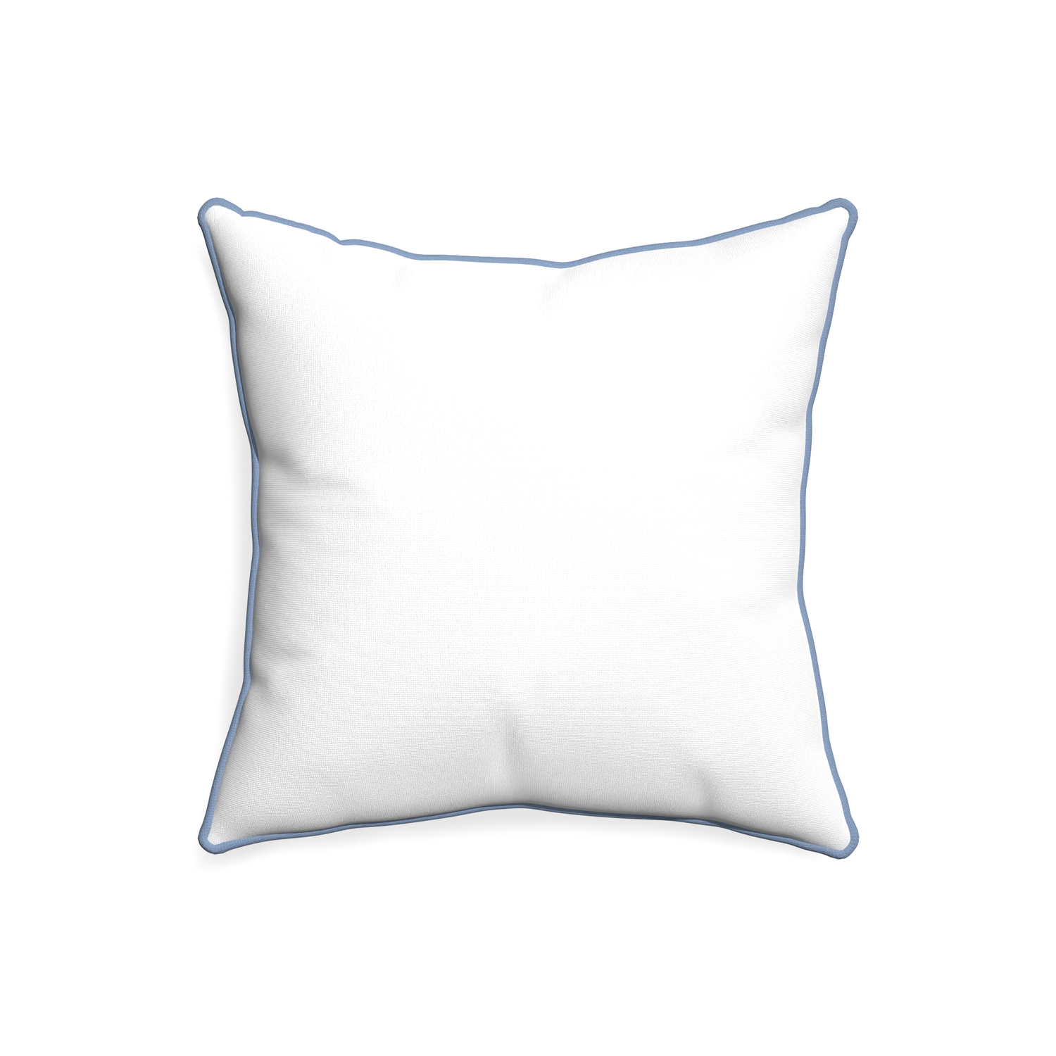 20-square snow custom white cottonpillow with sky piping on white background