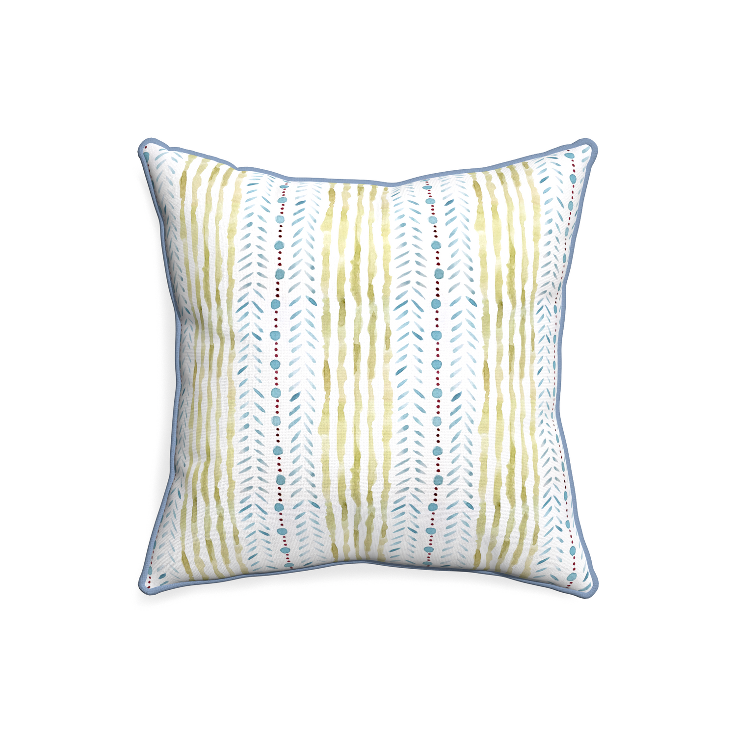 20-square julia custom blue & green stripedpillow with sky piping on white background