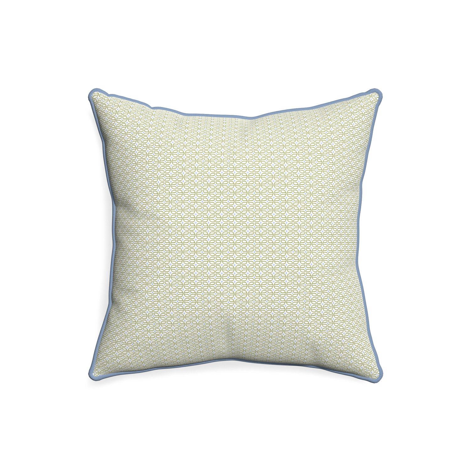 20-square loomi moss custom moss green geometricpillow with sky piping on white background