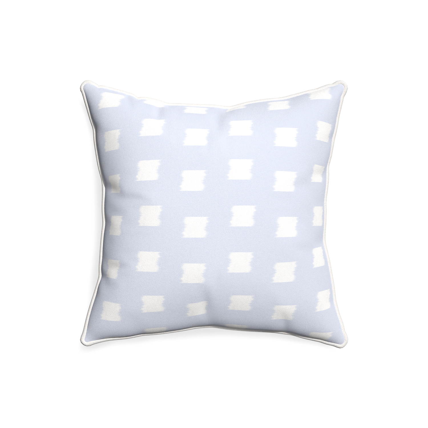 20-square denton custom sky blue patternpillow with snow piping on white background