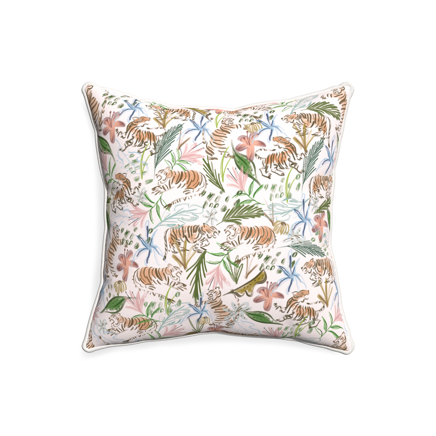 20-square frida pink custom pink chinoiserie tigerpillow with snow piping on white background