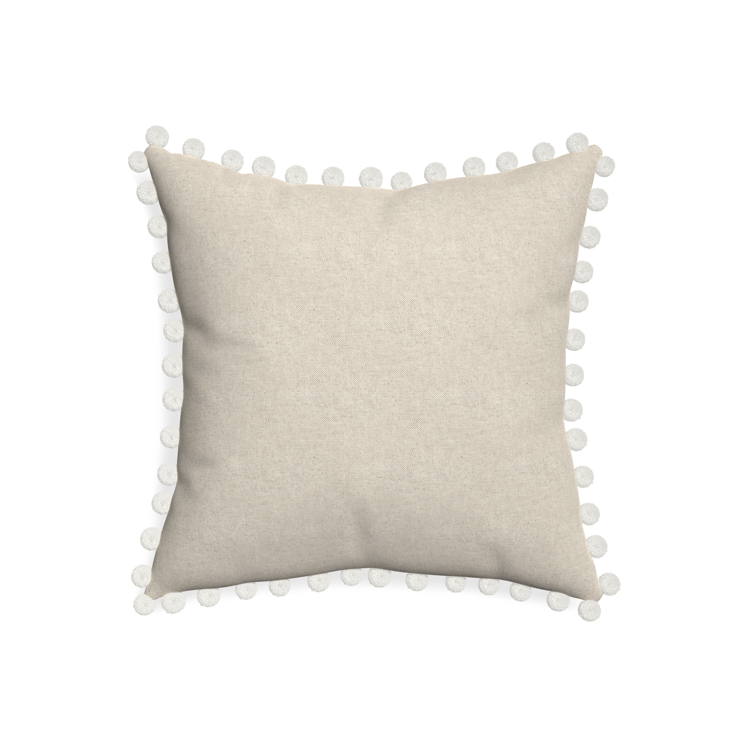 20-square oat custom light brownpillow with snow pom pom on white background