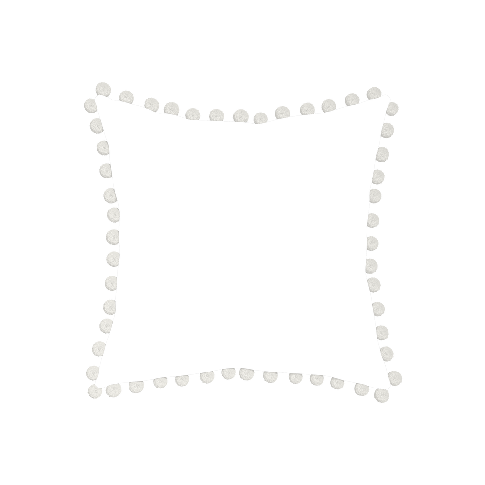 20-square ruby moss custom pillow with snow pom pom on white background