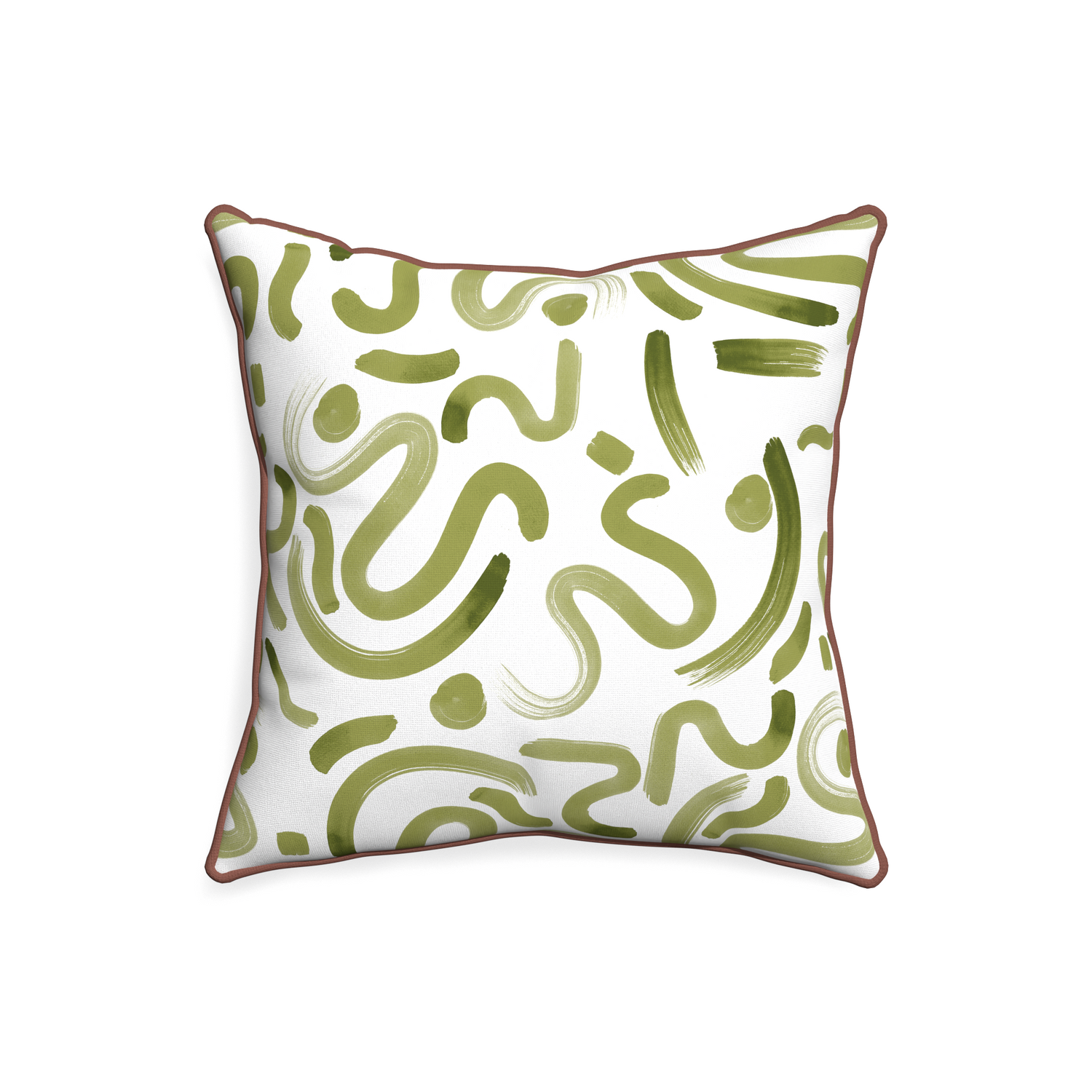 20-square hockney moss custom moss greenpillow with w piping on white background