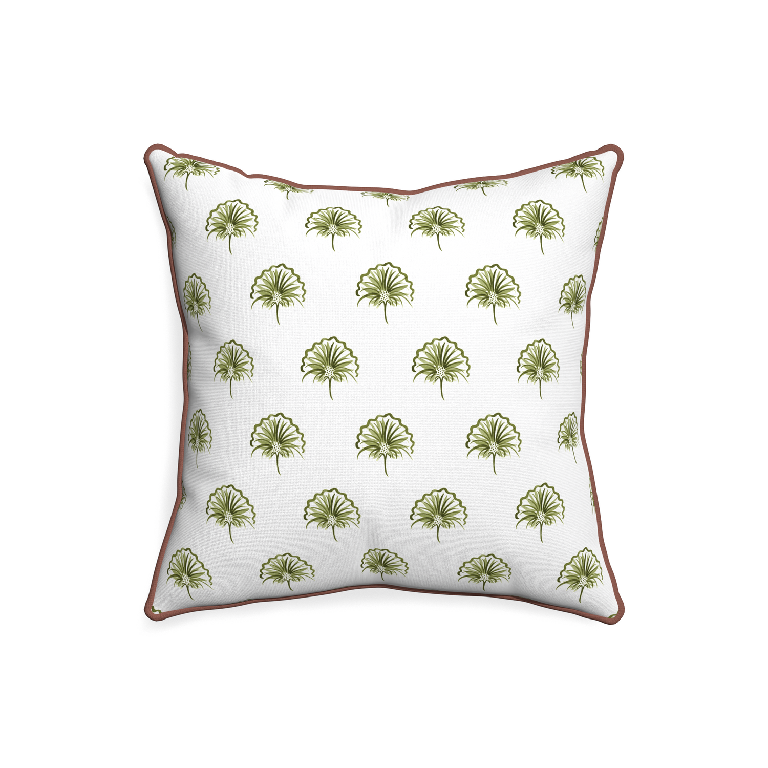 20-square penelope moss custom green floralpillow with w piping on white background