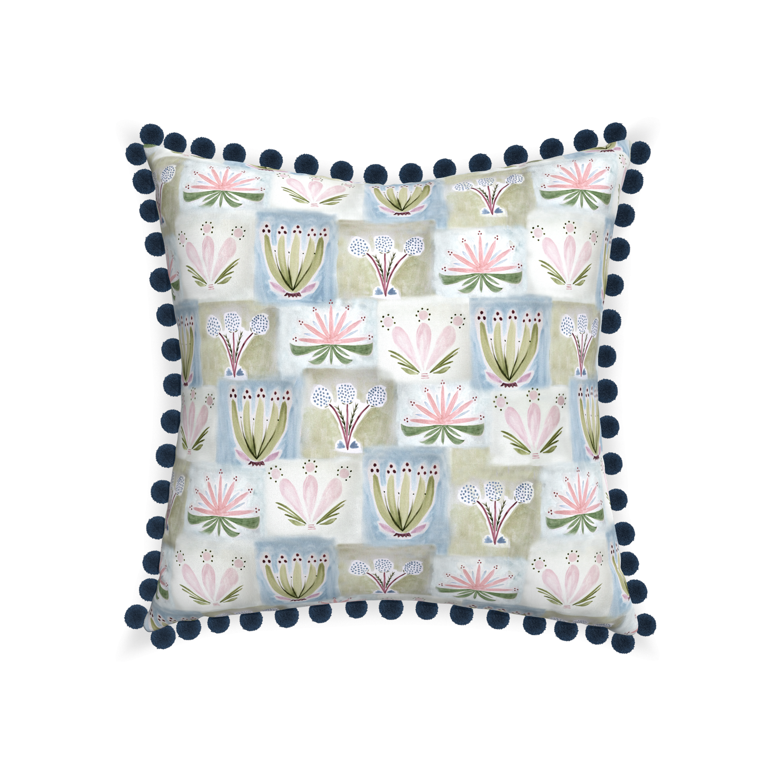 22-square harper custom hand-painted floralpillow with c on white background