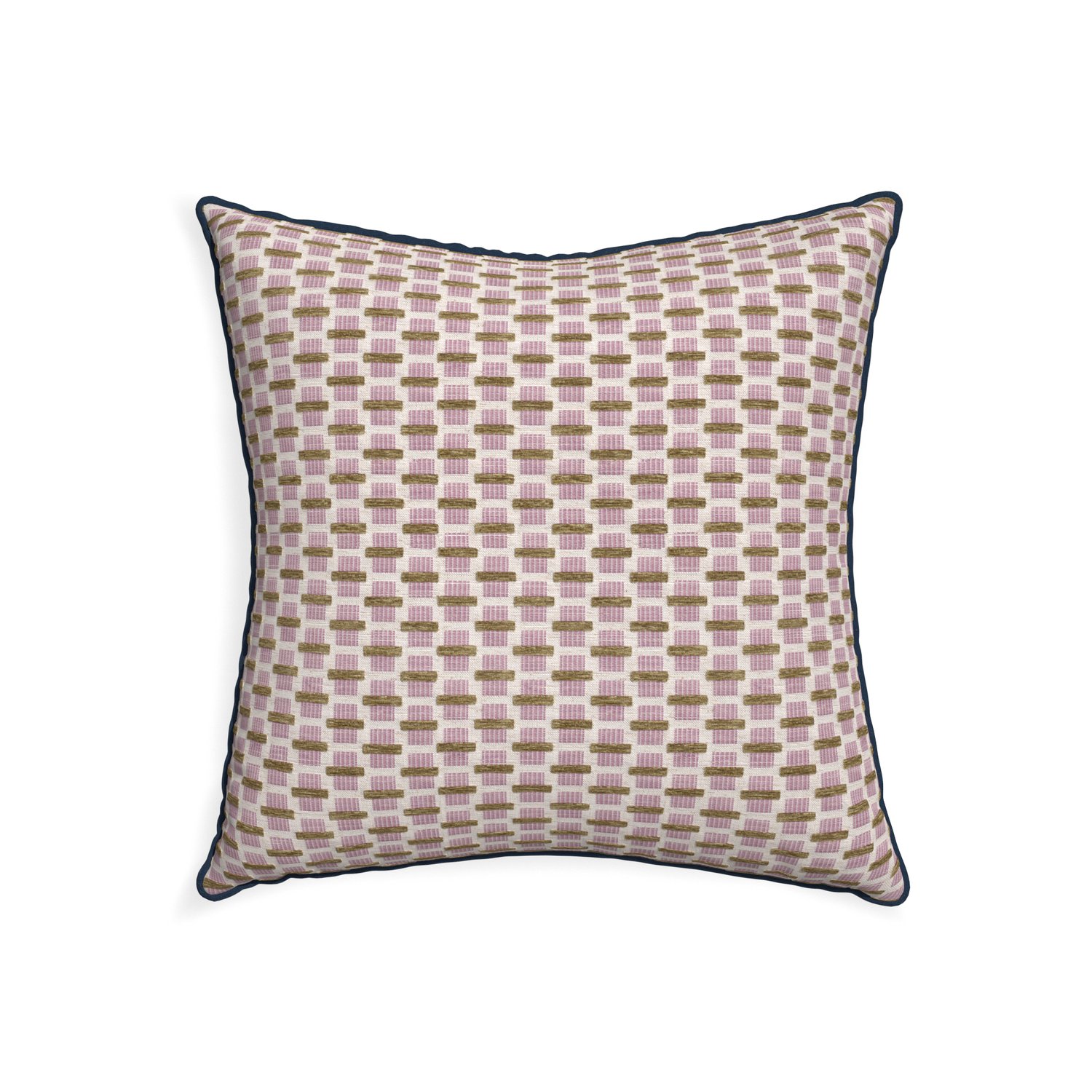 22-square willow orchid custom pink geometric chenillepillow with c piping on white background