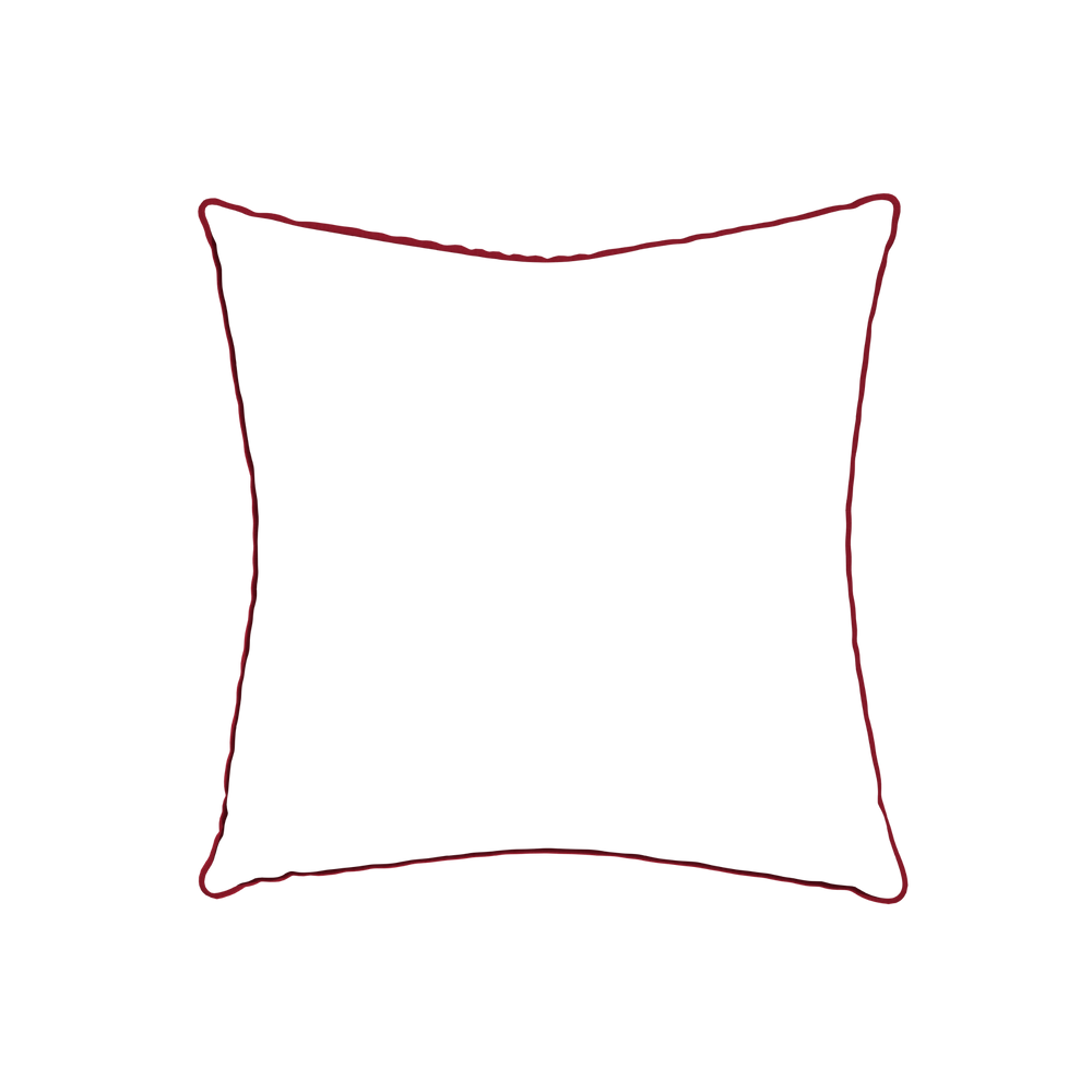 22-square ruby moss custom pillow with cherry piping on white background
