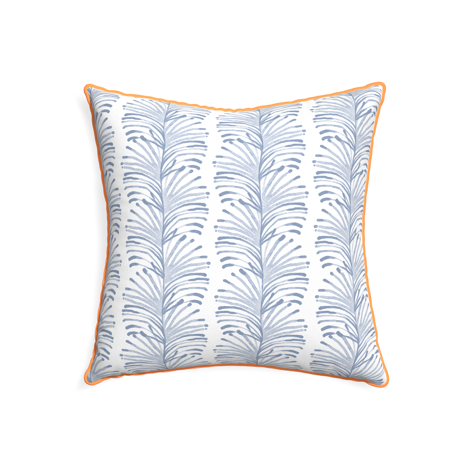 22-square emma sky custom sky blue botanical stripepillow with clementine piping on white background