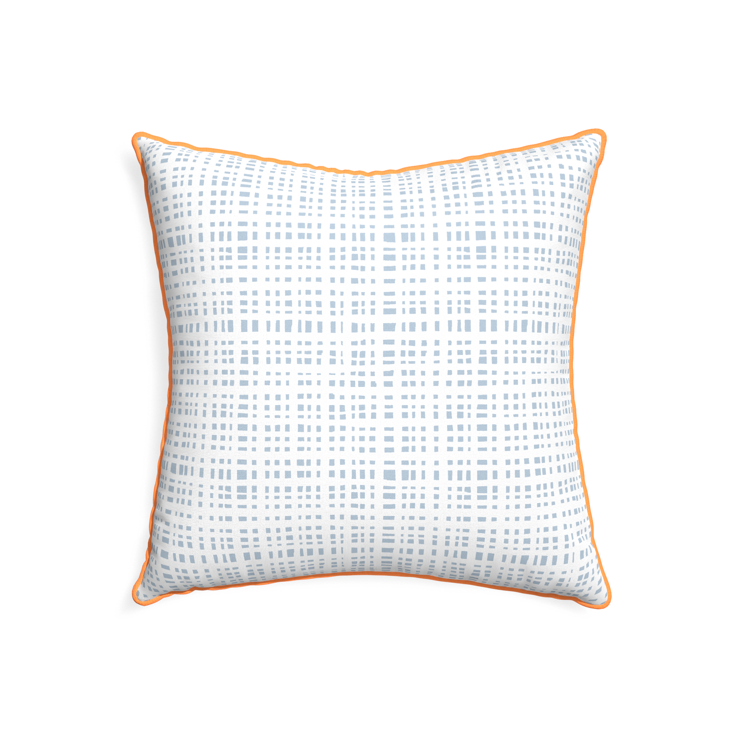 22-square ginger custom plaid sky bluepillow with clementine piping on white background