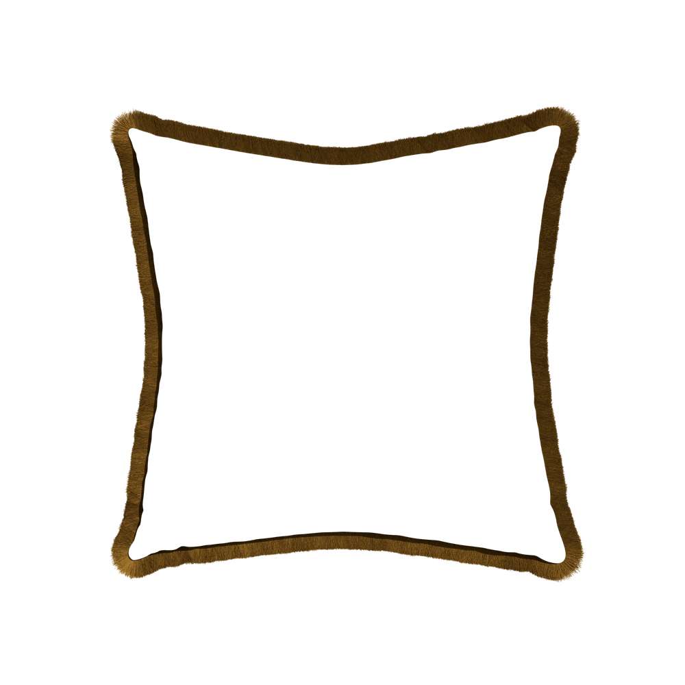 22-square ruby moss custom pillow with copper fringe on white background