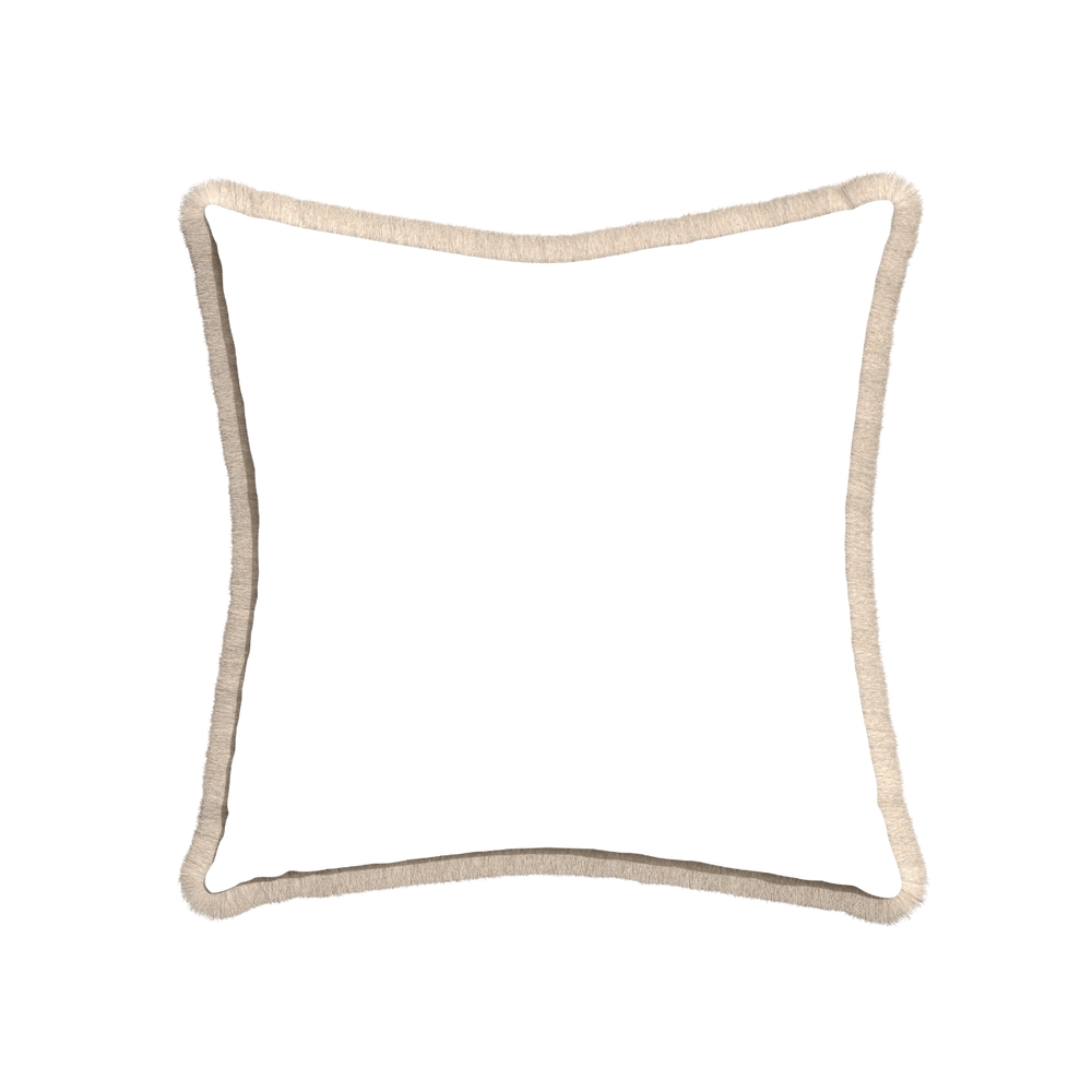 22-square ruby moss custom pillow with cream fringe on white background