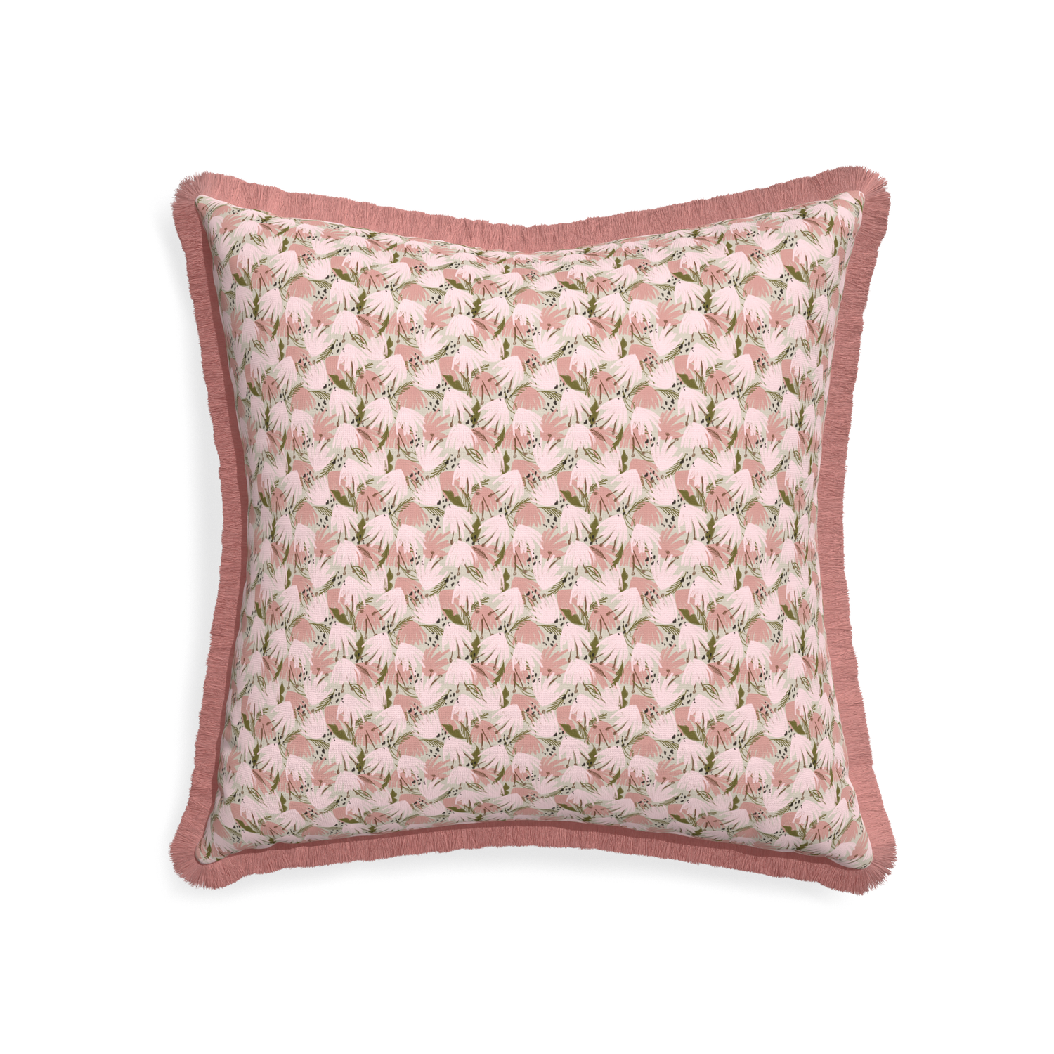 22-square eden pink custom pink floralpillow with d fringe on white background