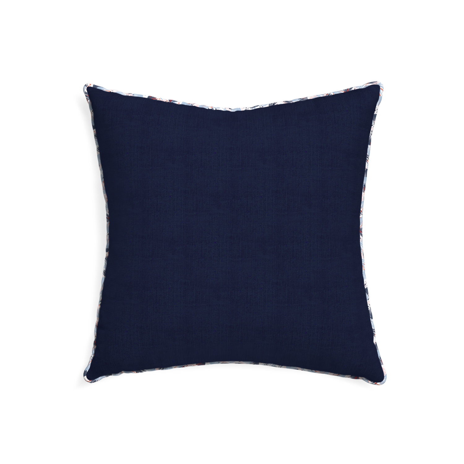 22-square midnight custom navy bluepillow with e piping on white background