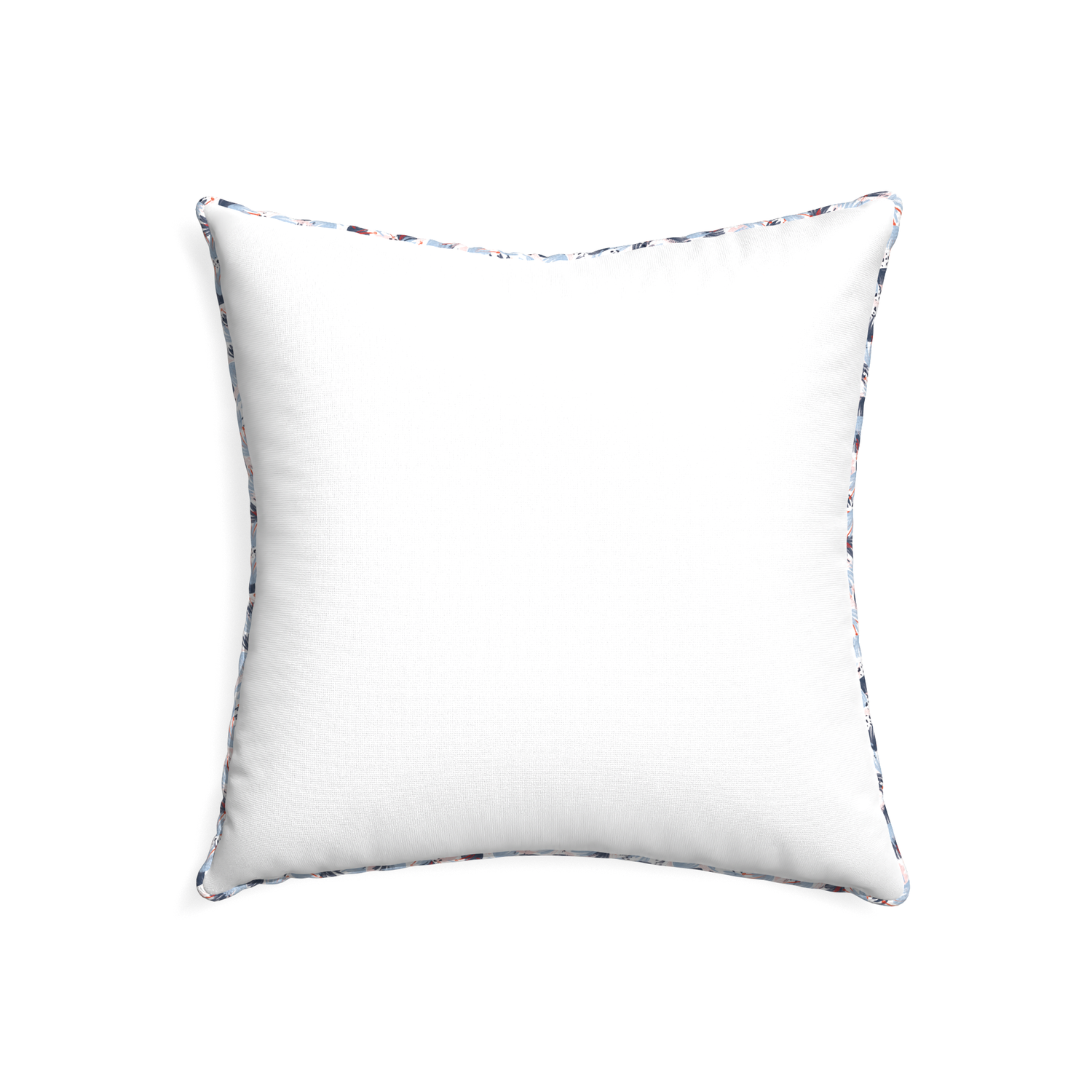 22-square snow custom white cottonpillow with e piping on white background