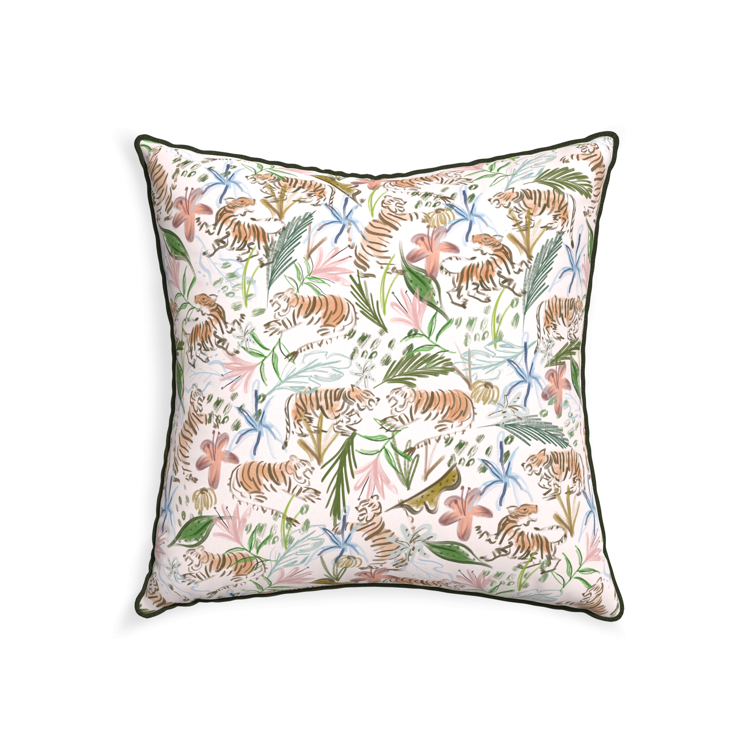 22-square frida pink custom pink chinoiserie tigerpillow with f piping on white background