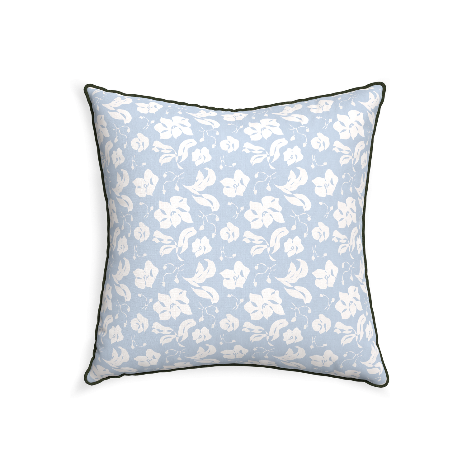 22-square georgia custom cornflower blue floralpillow with f piping on white background