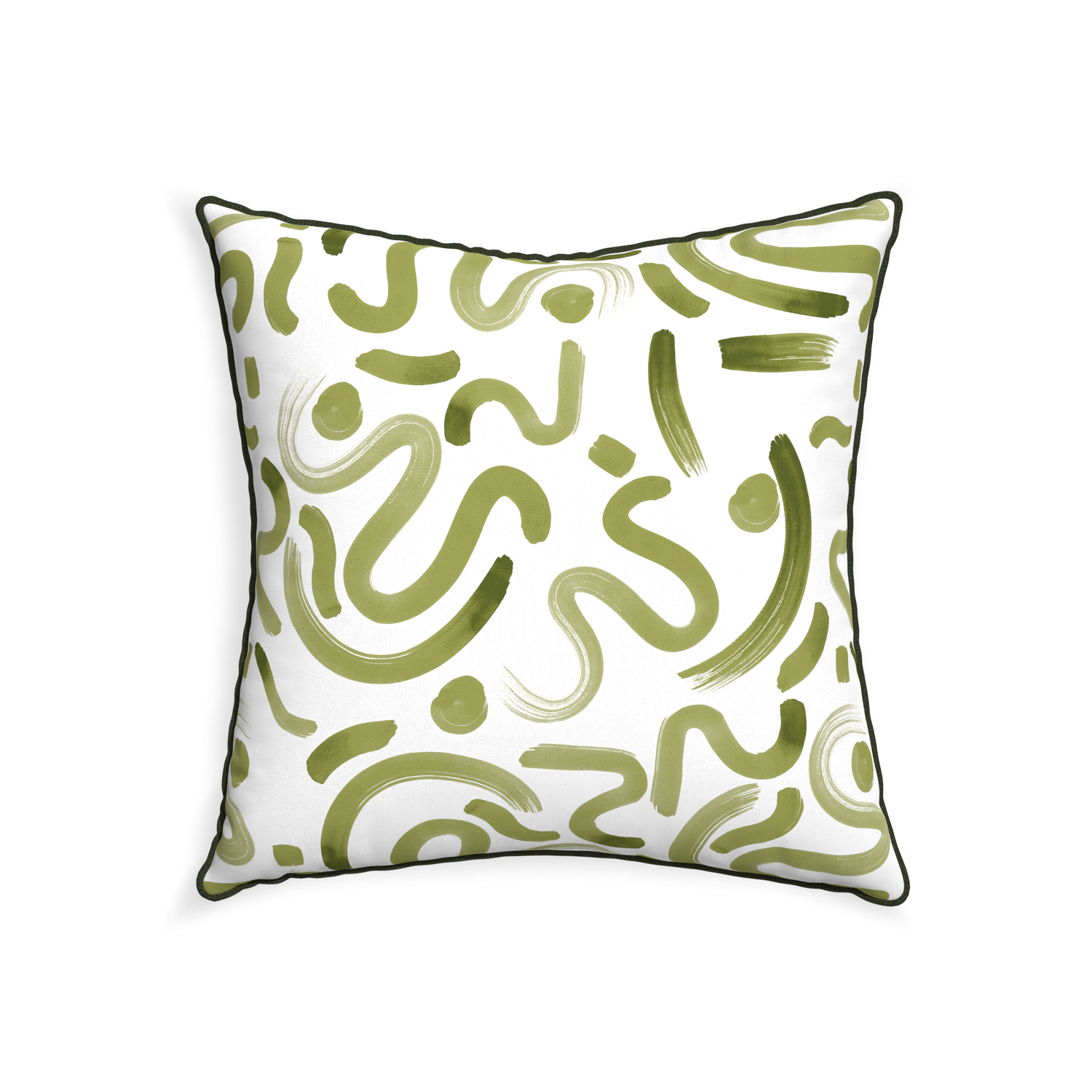 22-square hockney moss custom moss greenpillow with f piping on white background