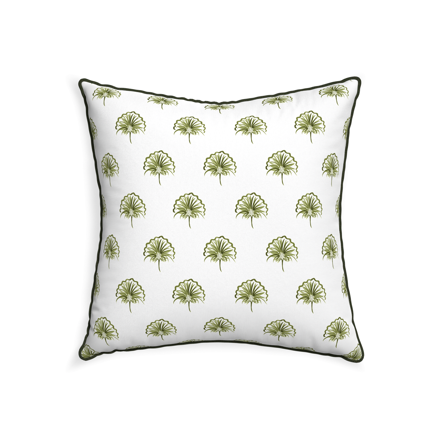 22-square penelope moss custom green floralpillow with f piping on white background