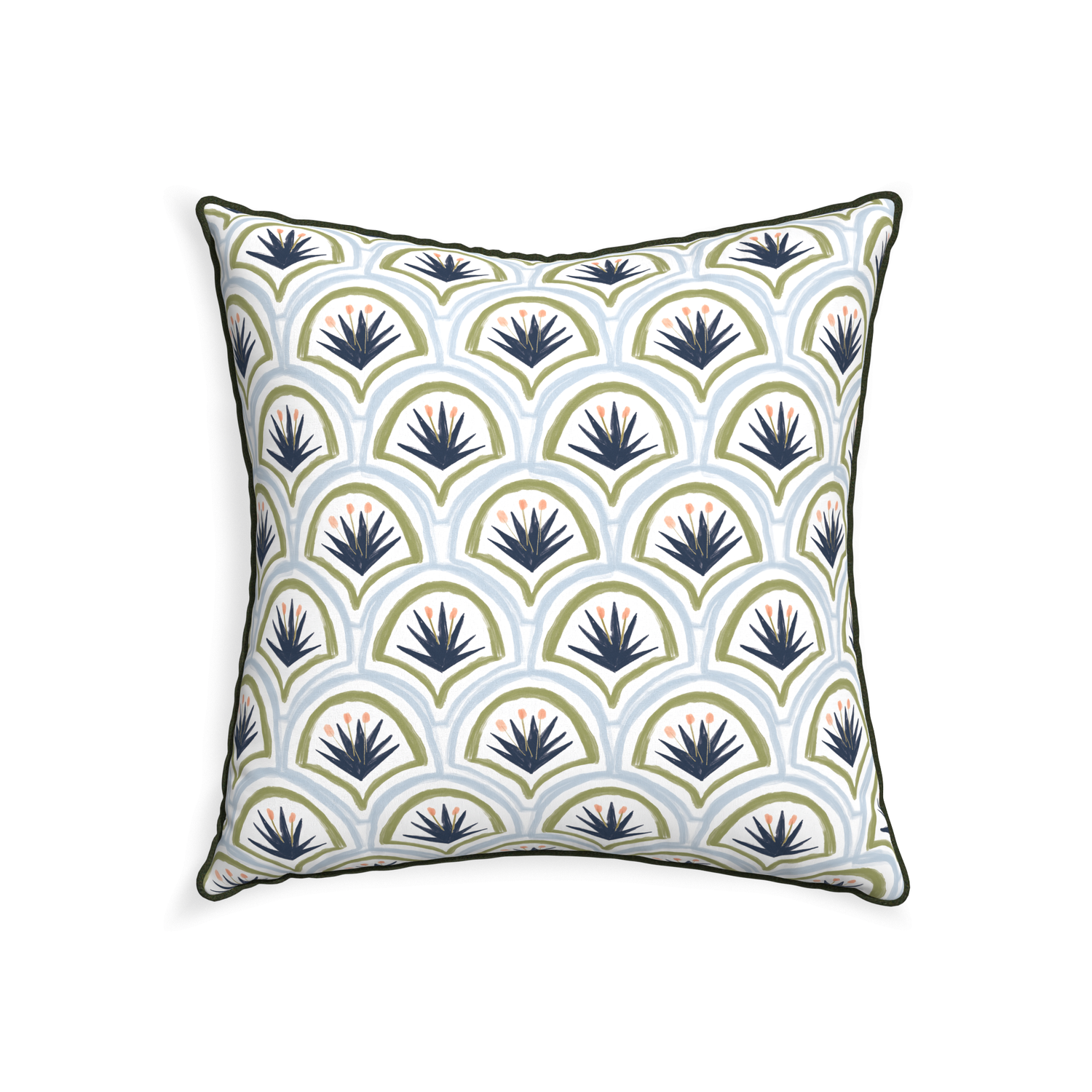 22-square thatcher midnight custom art deco palm patternpillow with f piping on white background