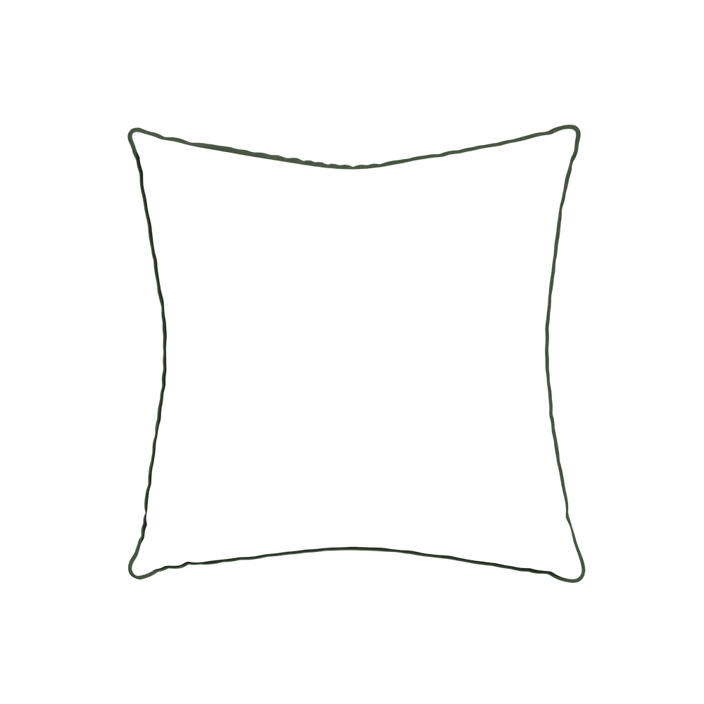 22-square ruby moss custom pillow with f piping on white background