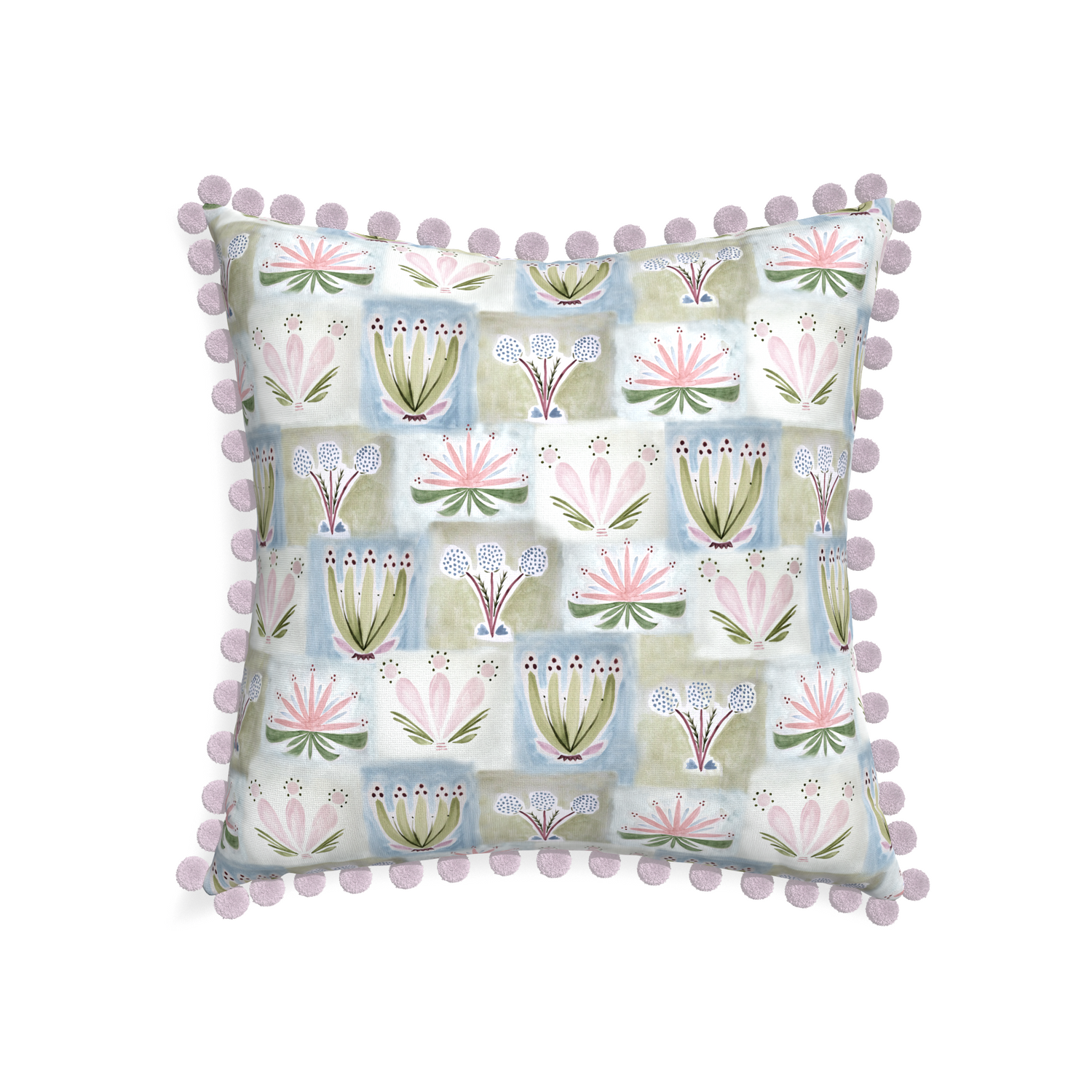 22-square harper custom hand-painted floralpillow with l on white background