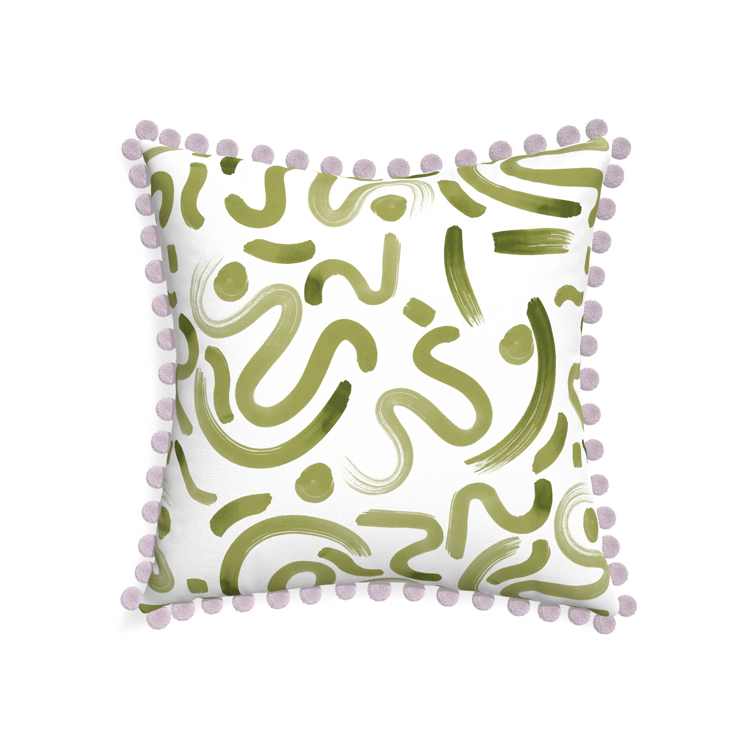 22-square hockney moss custom moss greenpillow with l on white background