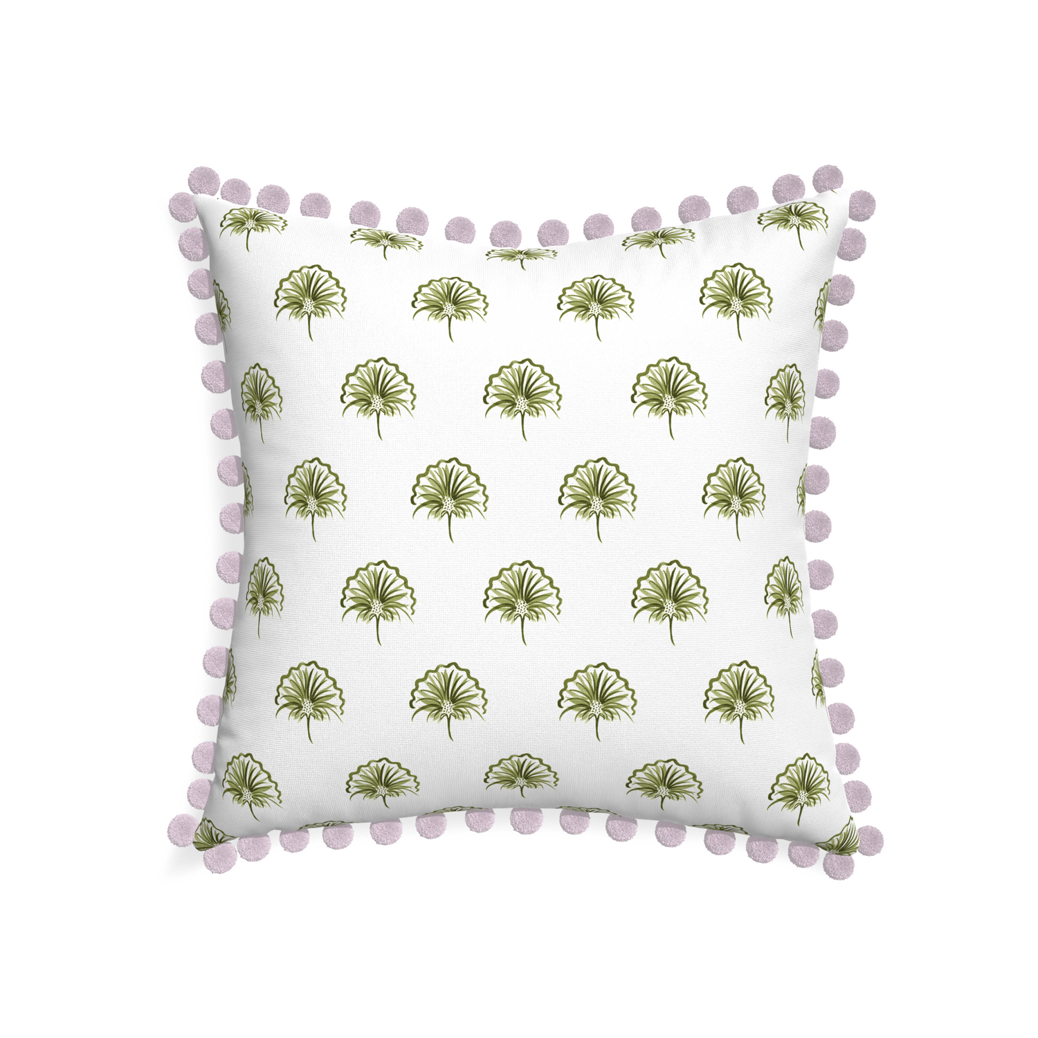 22-square penelope moss custom green floralpillow with l on white background