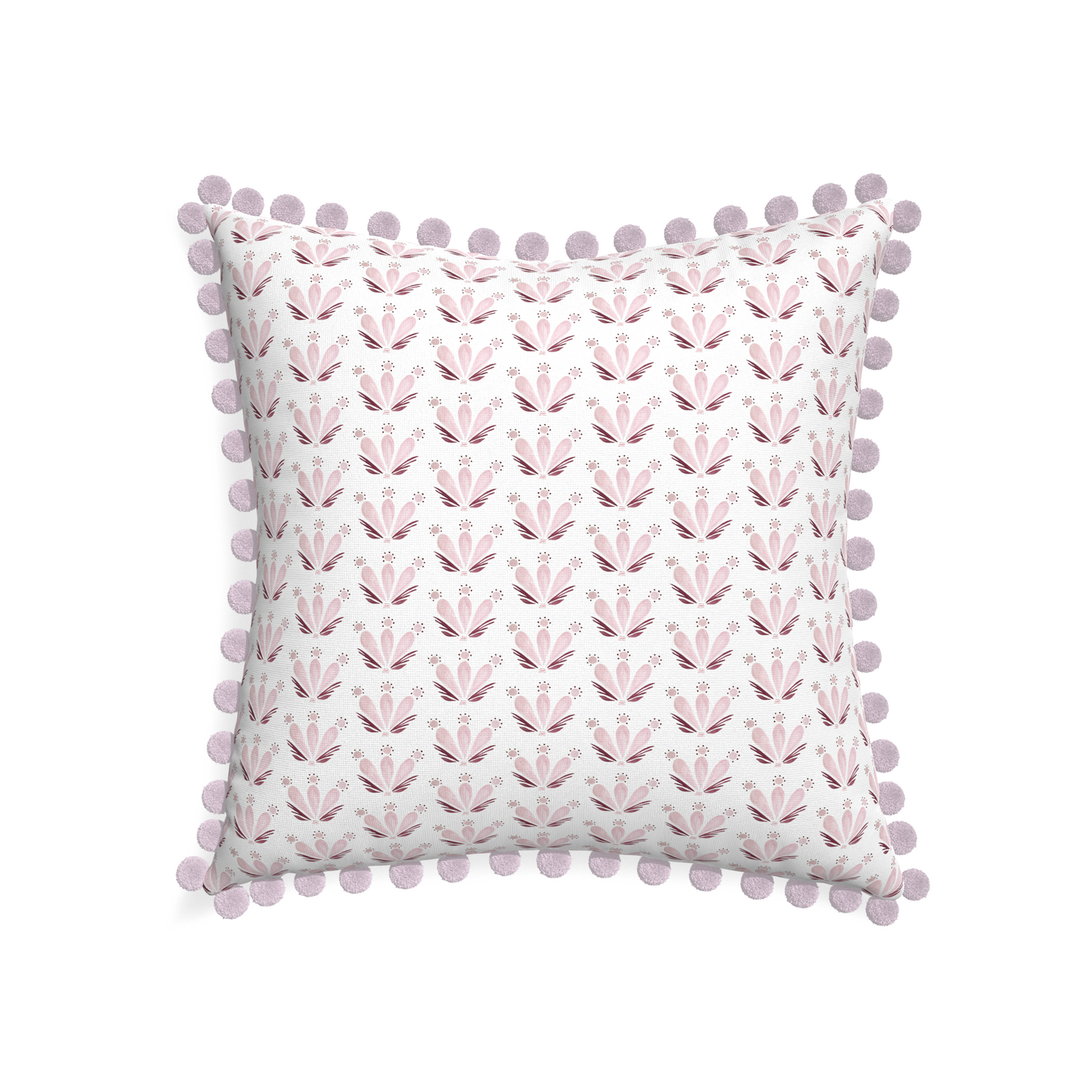 22-square serena pink custom pink & burgundy drop repeat floralpillow with l on white background