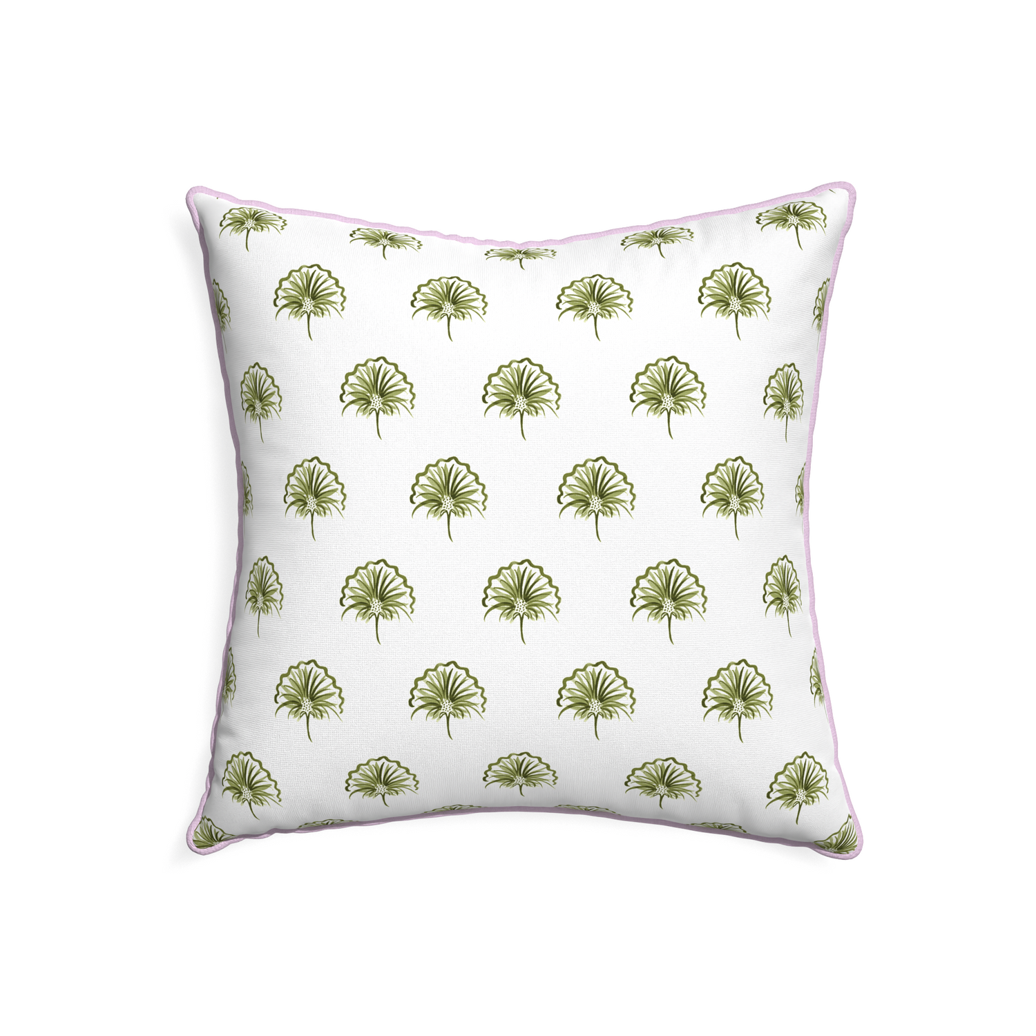 22-square penelope moss custom green floralpillow with l piping on white background