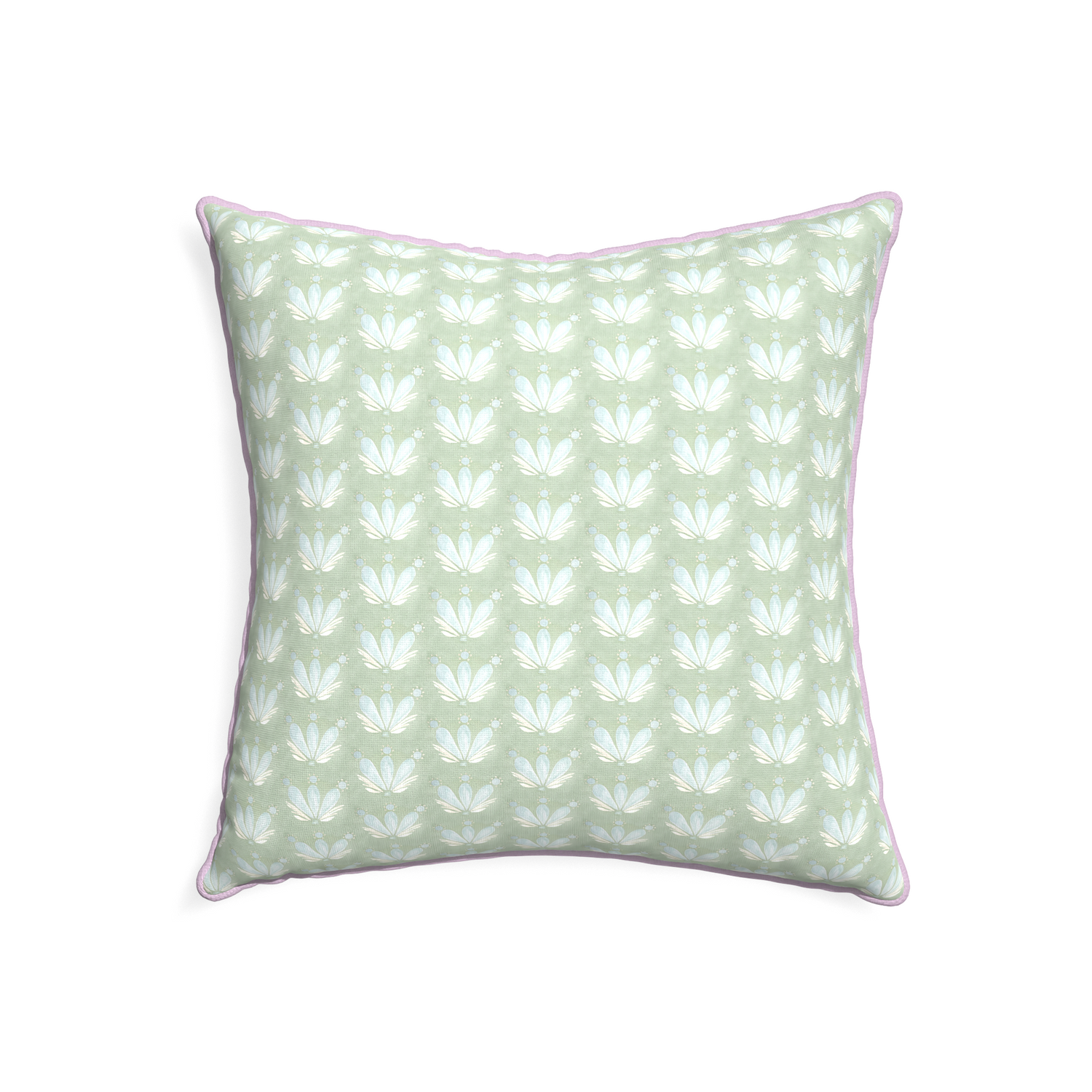 22-square serena sea salt custom blue & green floral drop repeatpillow with l piping on white background